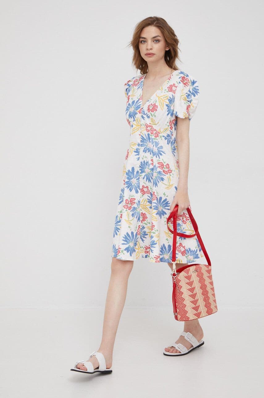 Polo Ralph Lauren Tulum Floral Button-Front Linen Mini Dress White Bust Bust 40"