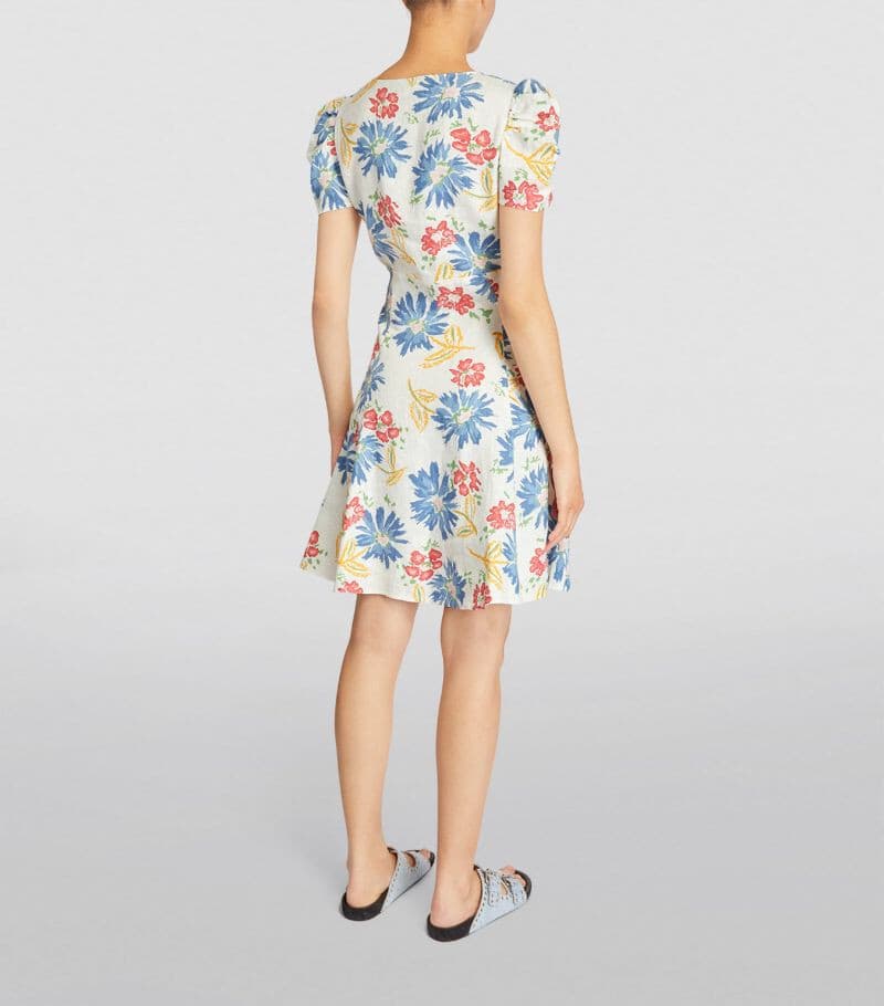 Polo Ralph Lauren Tulum Floral Button-Front Linen Mini Dress White Bust Bust 40" - Thumbnail 10