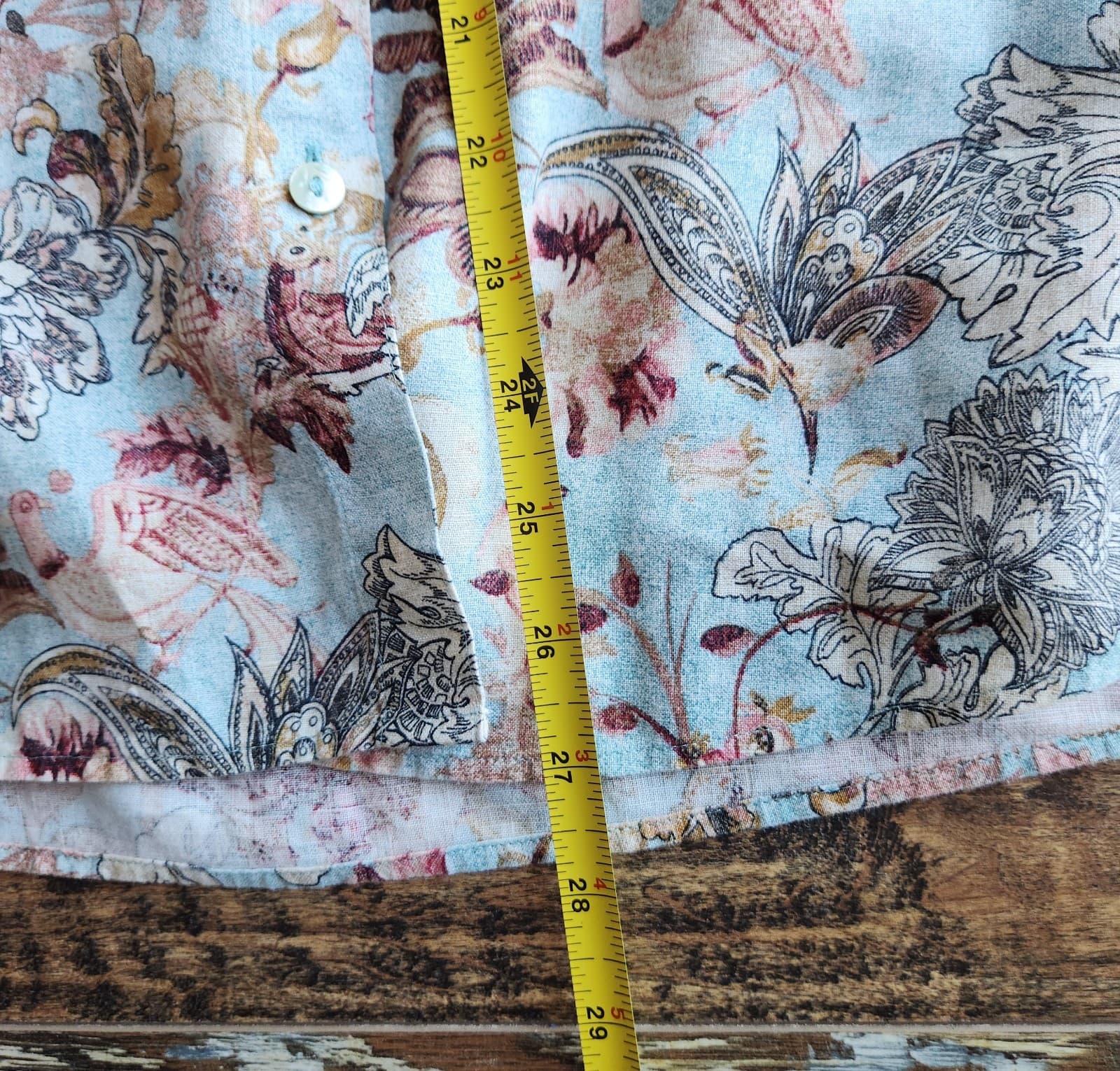 Chico's Non Iron Linen Bird Floral Button-Up Shirt 3/4 Sleeve Multicolor Sz.1/M - Thumbnail 10