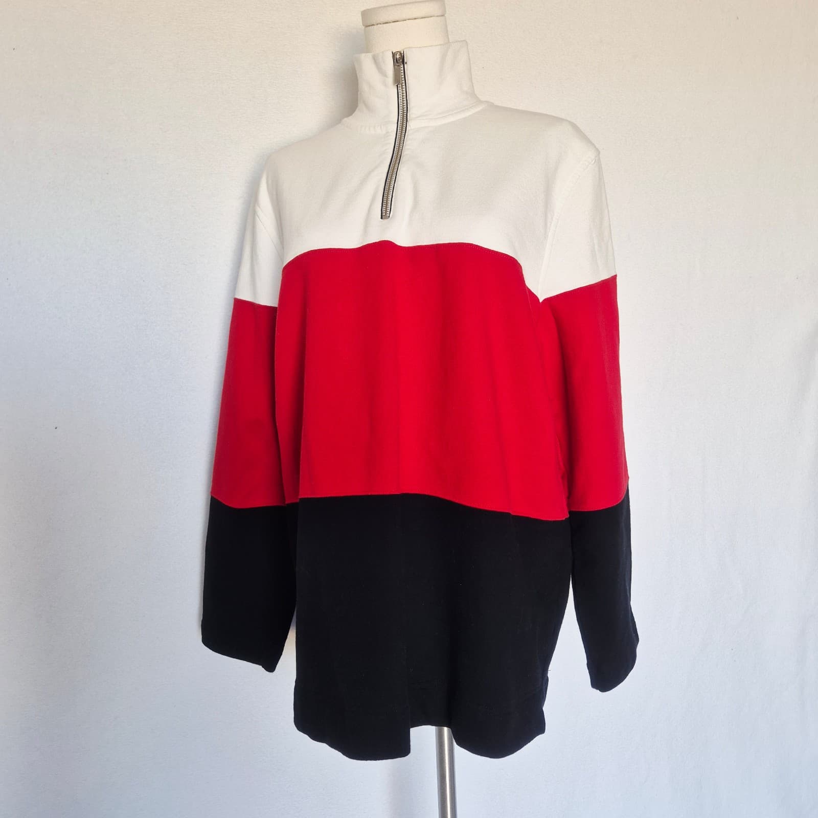 Vintage Lauren Jeans Co. Ralph Lauren Colorblock Terry 1/4 Zip Sweatshirt Men XL - Thumbnail 3