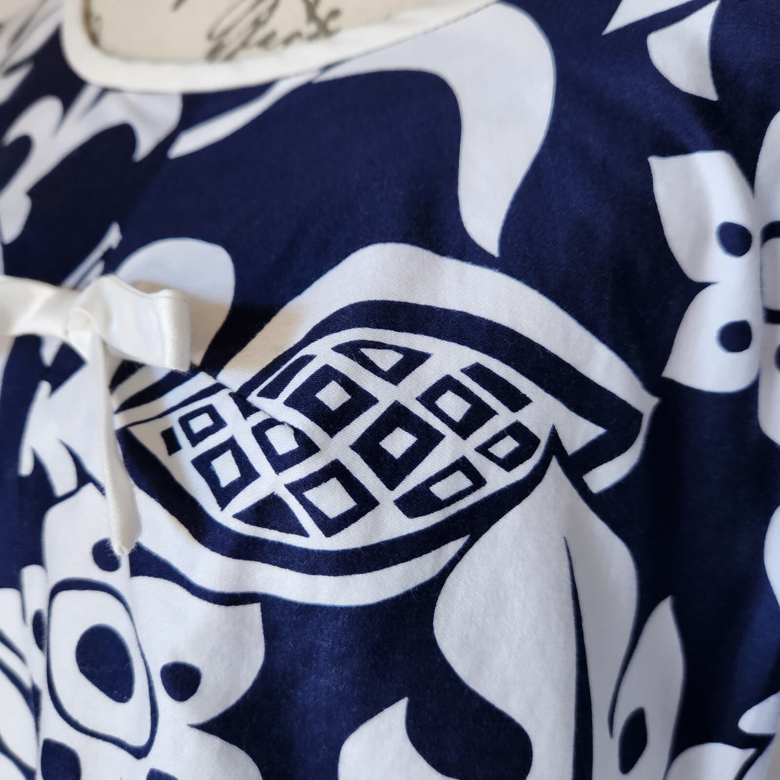 Vintage Mildred's Of Hawaii Floral Dress Short Sleeve Pocket Blue White Sz.S - Thumbnail 3