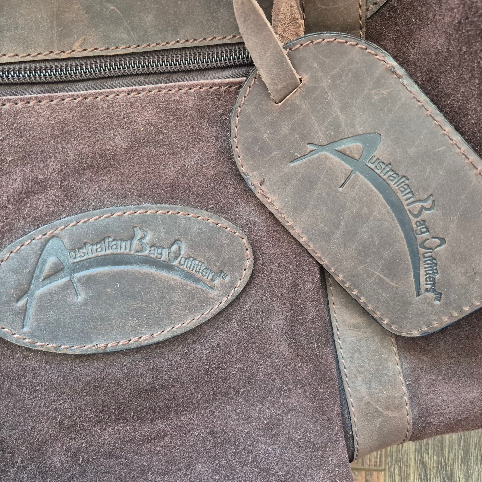Australian Bag Outfitters Brown Suede Leather Travel Carry-On Weekend Duffle Bag - Thumbnail 4