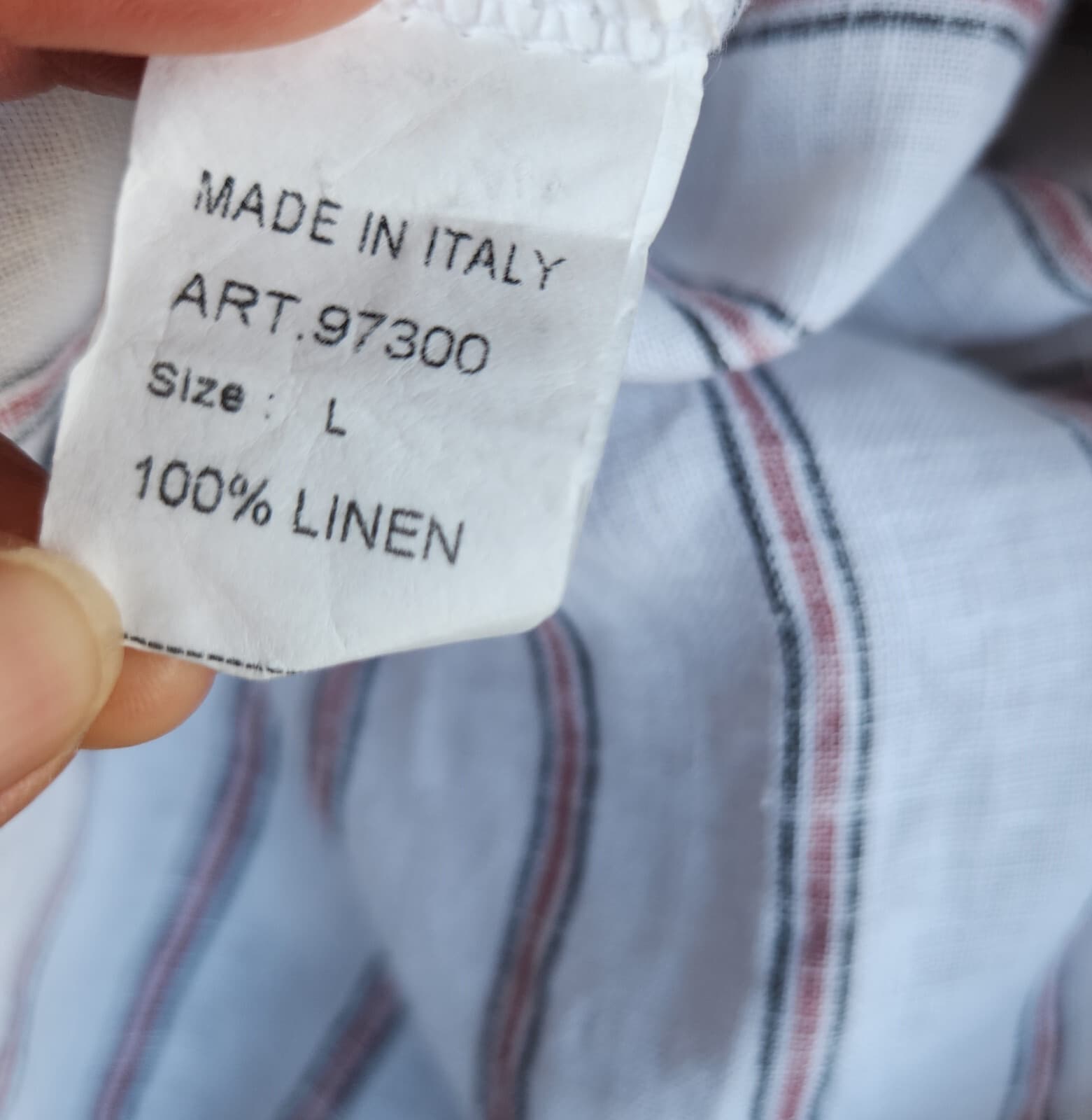 NWoT VIOLA BORGHI Made in Italy Linen Mini Dress Lace-Up Stripe White Brown Sz.L - Thumbnail 10