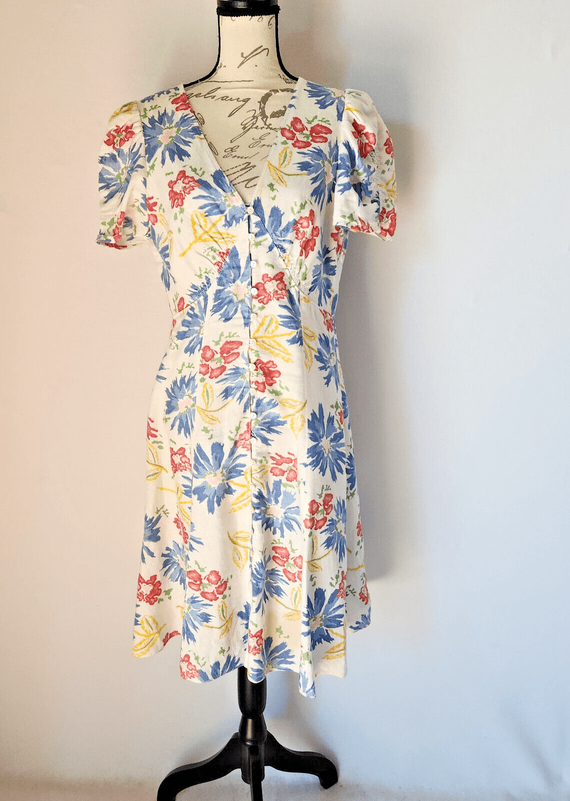 Polo Ralph Lauren Tulum Floral Button-Front Linen Mini Dress White Bust Bust 40" - Thumbnail 2