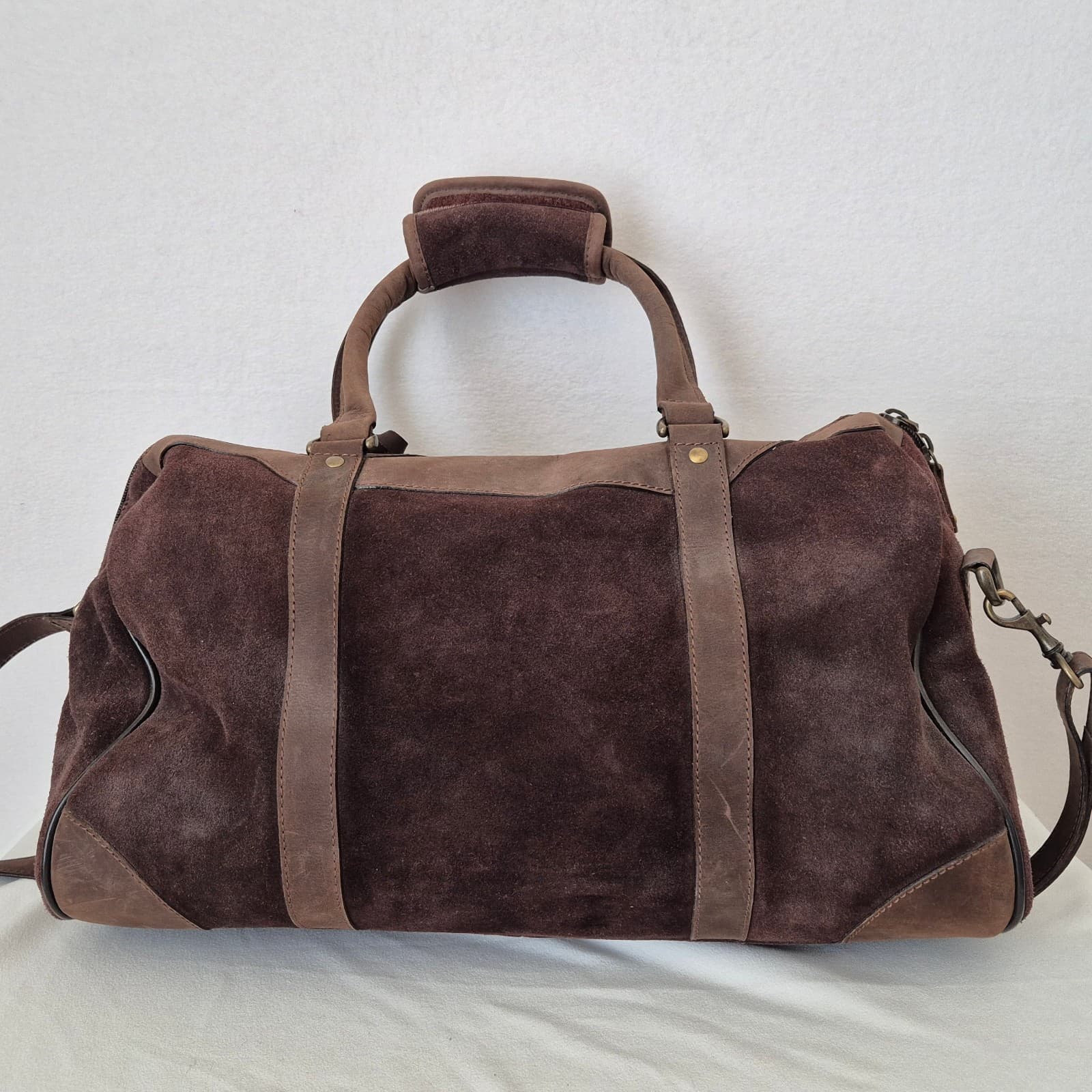 Australian Bag Outfitters Brown Suede Leather Travel Carry-On Weekend Duffle Bag - Thumbnail 3