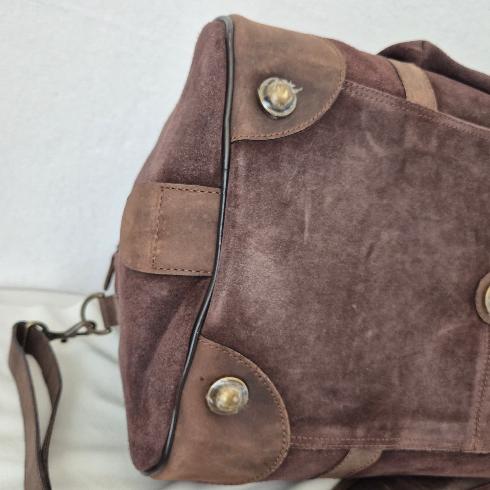 Australian Bag Outfitters Brown Suede Leather Travel Carry-On Weekend Duffle Bag - Thumbnail 9
