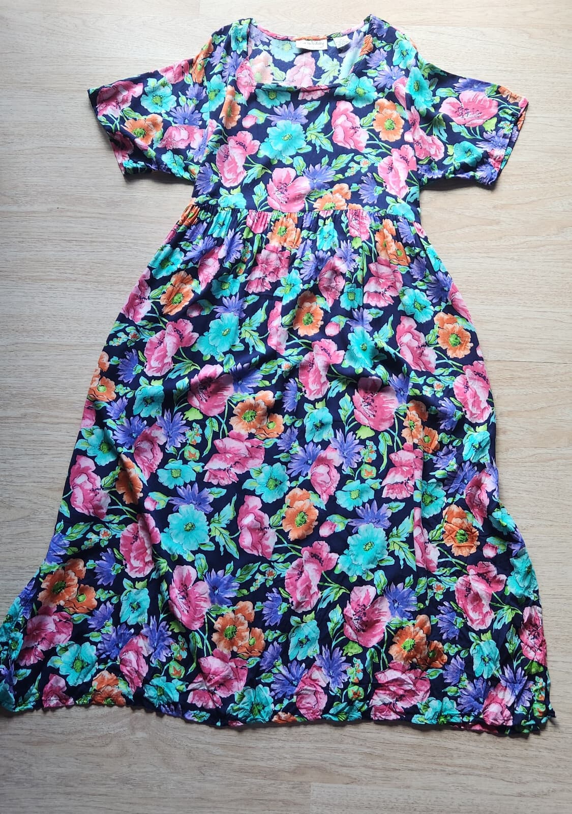 Vintage Diane Von Furstenberg Color Authority Floral Maxi Dress Tie- Back Sz.3X - Thumbnail 9