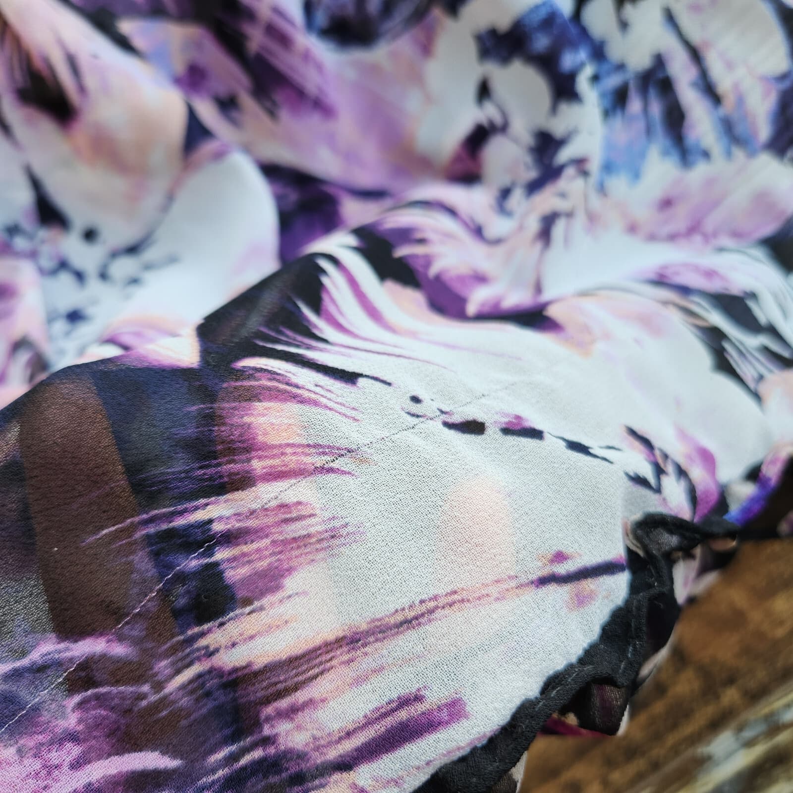 MISA Los Angeles Nati Floral Chiffon Tiered Midi Sun Dress Tie-Strap Purple XS - Thumbnail 17