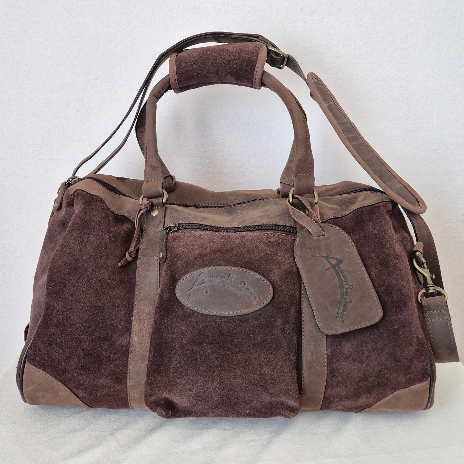 Australian Bag Outfitters Brown Suede Leather Travel Carry-On Weekend Duffle Bag