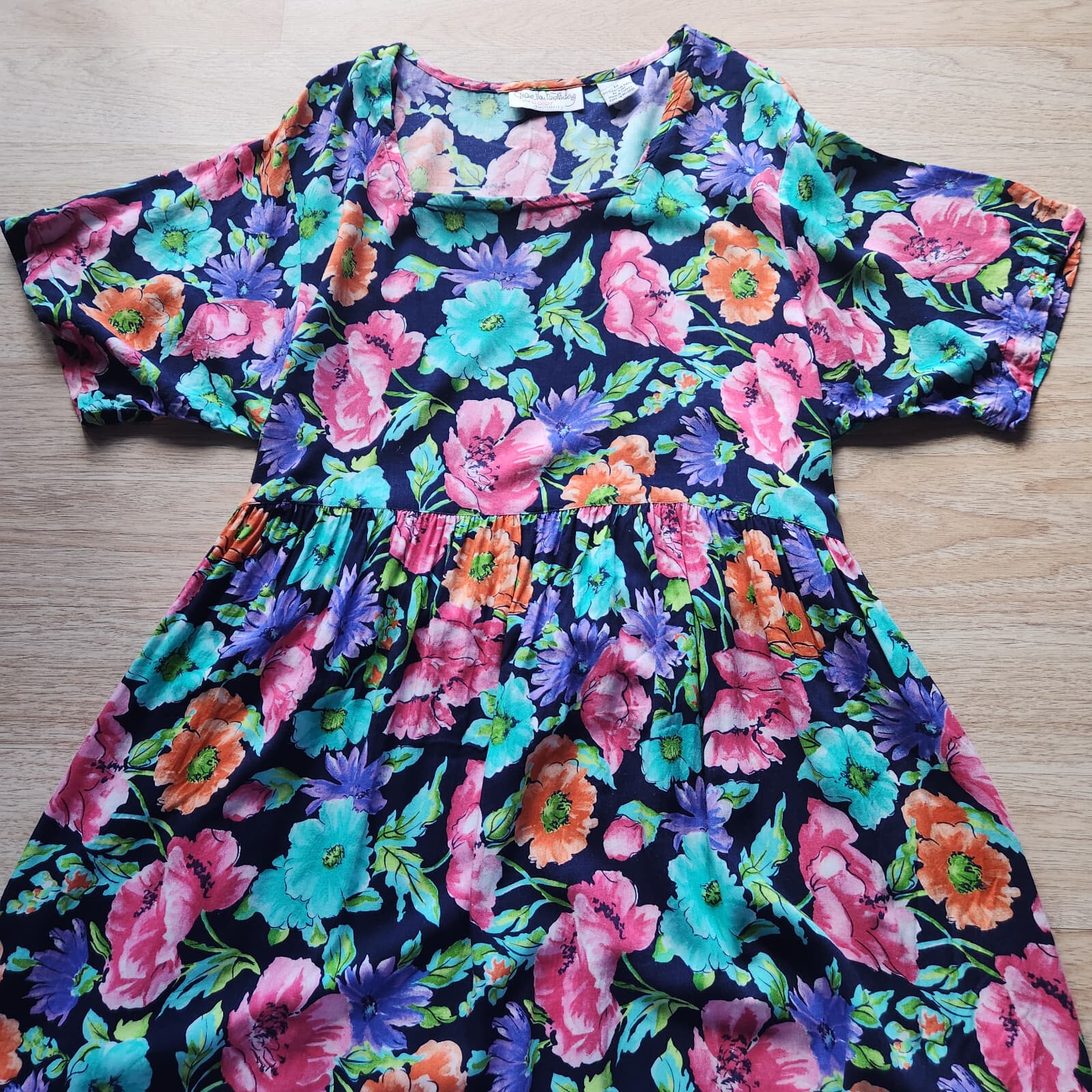 Vintage Diane Von Furstenberg Color Authority Floral Maxi Dress Tie- Back Sz.3X - Thumbnail 10
