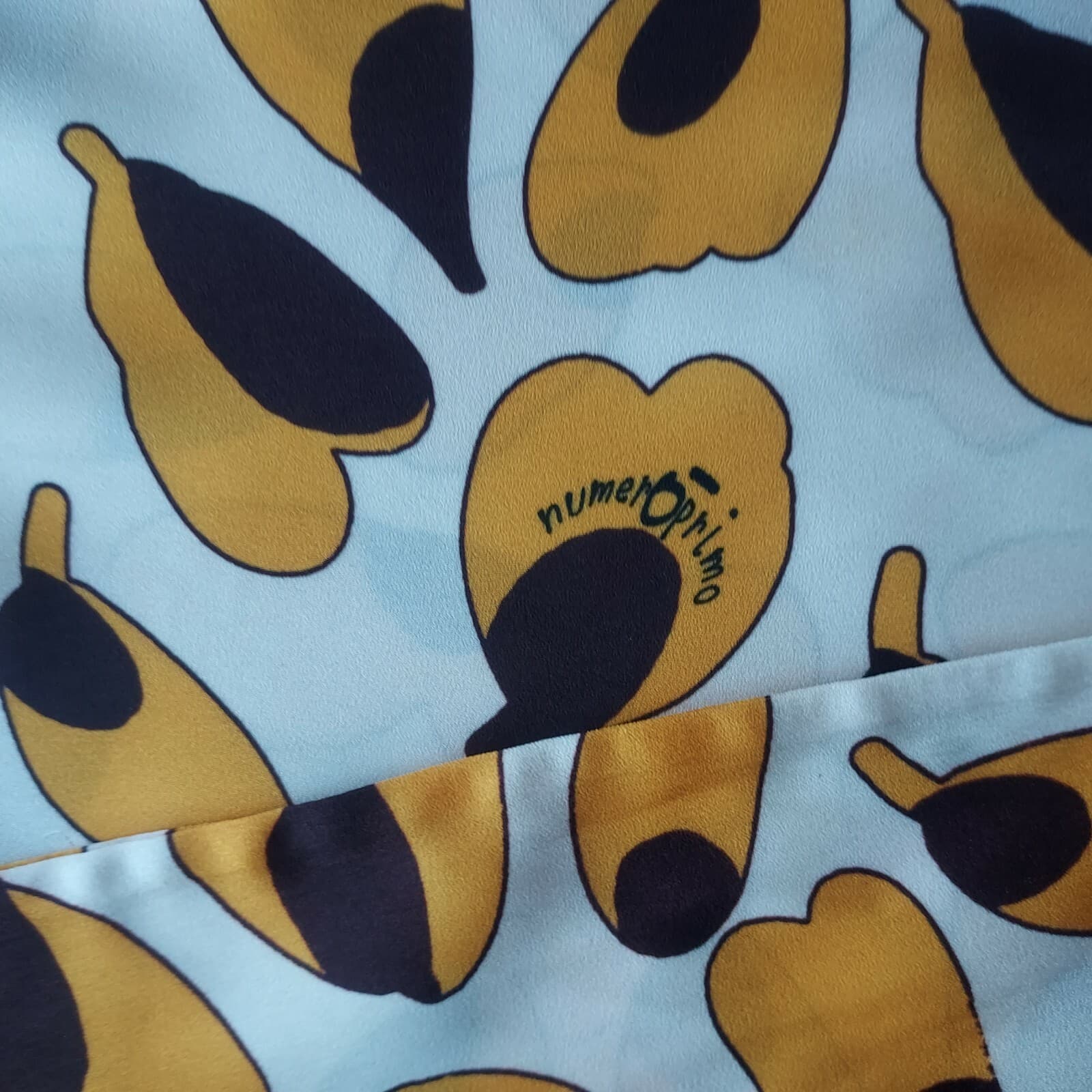 Numero Primo Tie-Neck Top Sleeveless Leaf Printed Orange Sz.48 Made in Italy - Thumbnail 7
