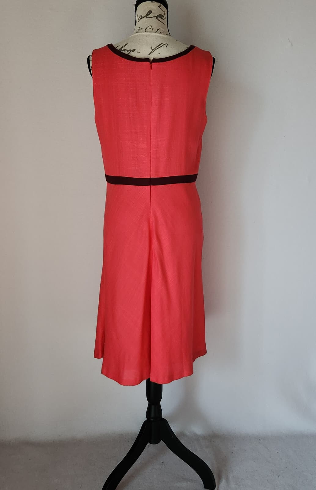 Boden Monica Sleeveless A-Line Dress Pink Burgundy Textured Viscose Size 8R - Thumbnail 8