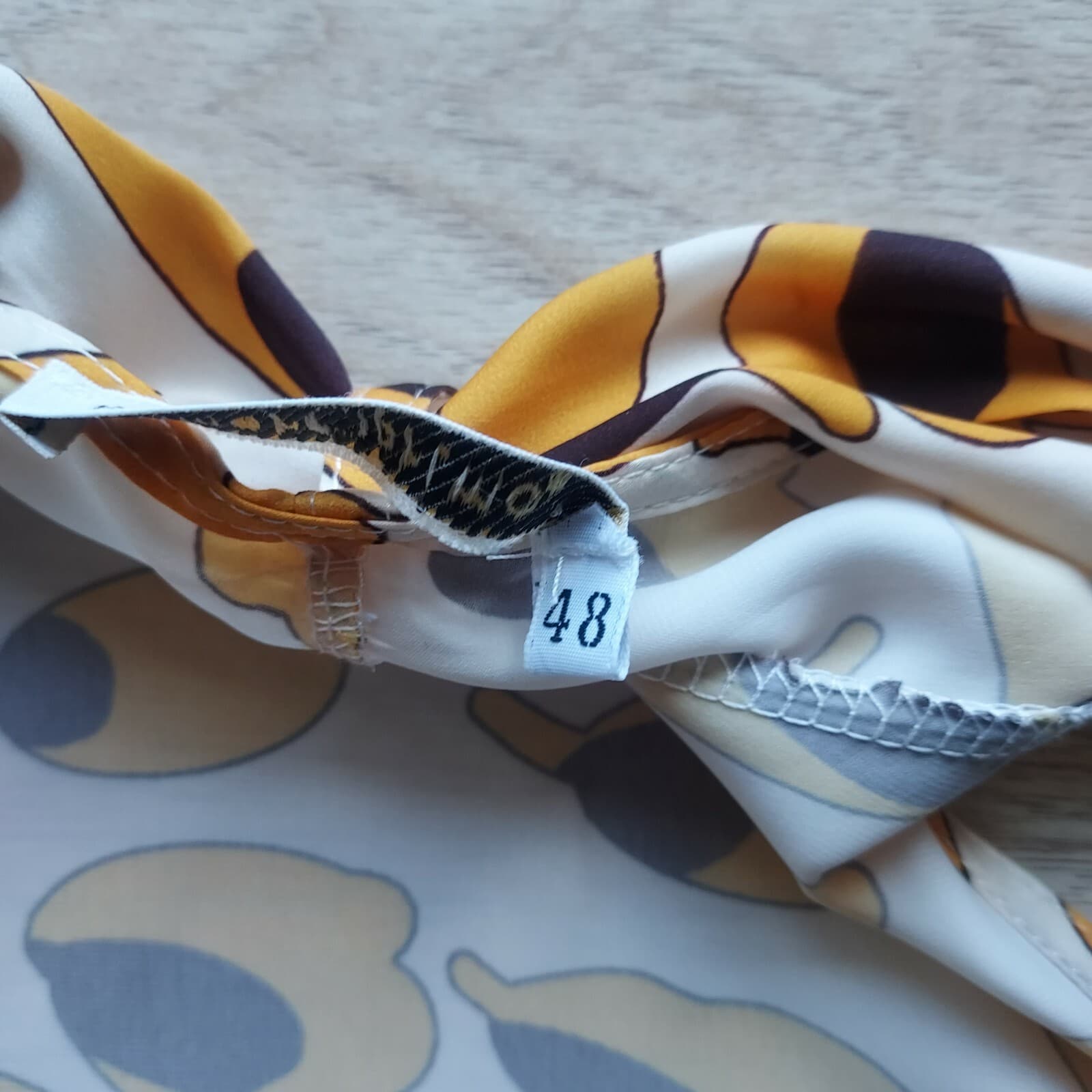 Numero Primo Tie-Neck Top Sleeveless Leaf Printed Orange Sz.48 Made in Italy - Thumbnail 9