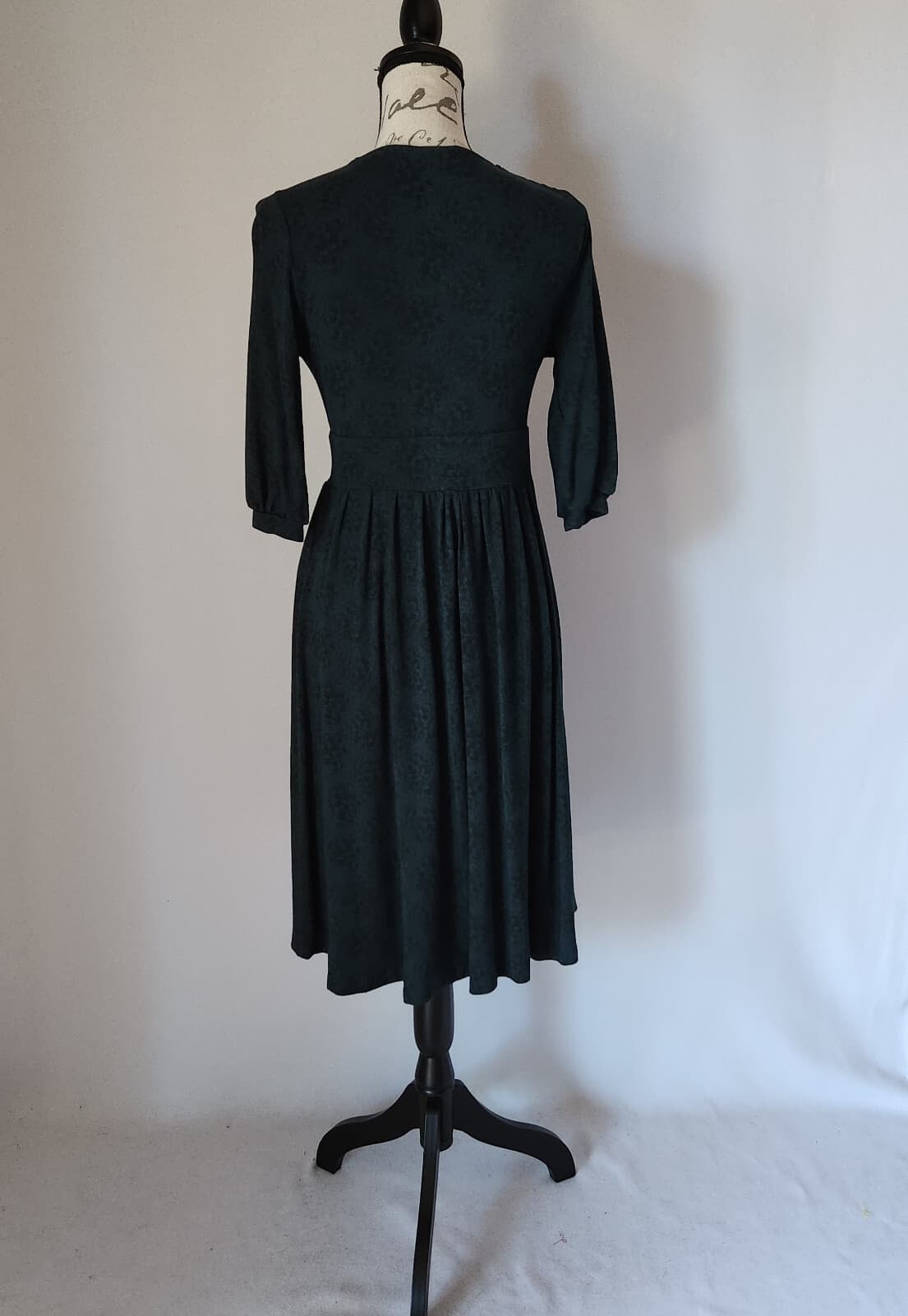 EUC Cut Loose Floral Jersey Suplice Sheath Dress 3/4 Sleeve Green Women's S USA - Thumbnail 5