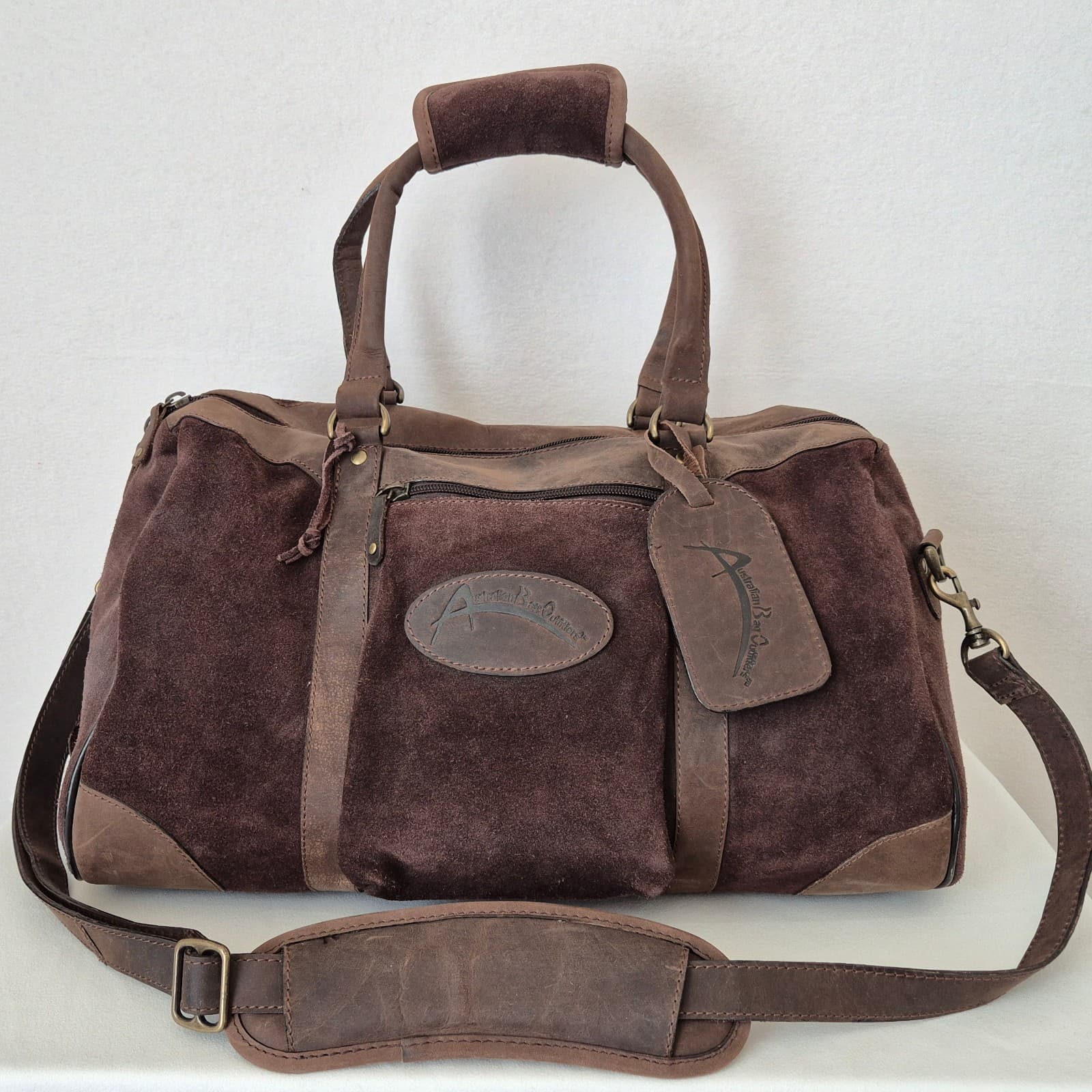 Australian Bag Outfitters Brown Suede Leather Travel Carry-On Weekend Duffle Bag - Thumbnail 2