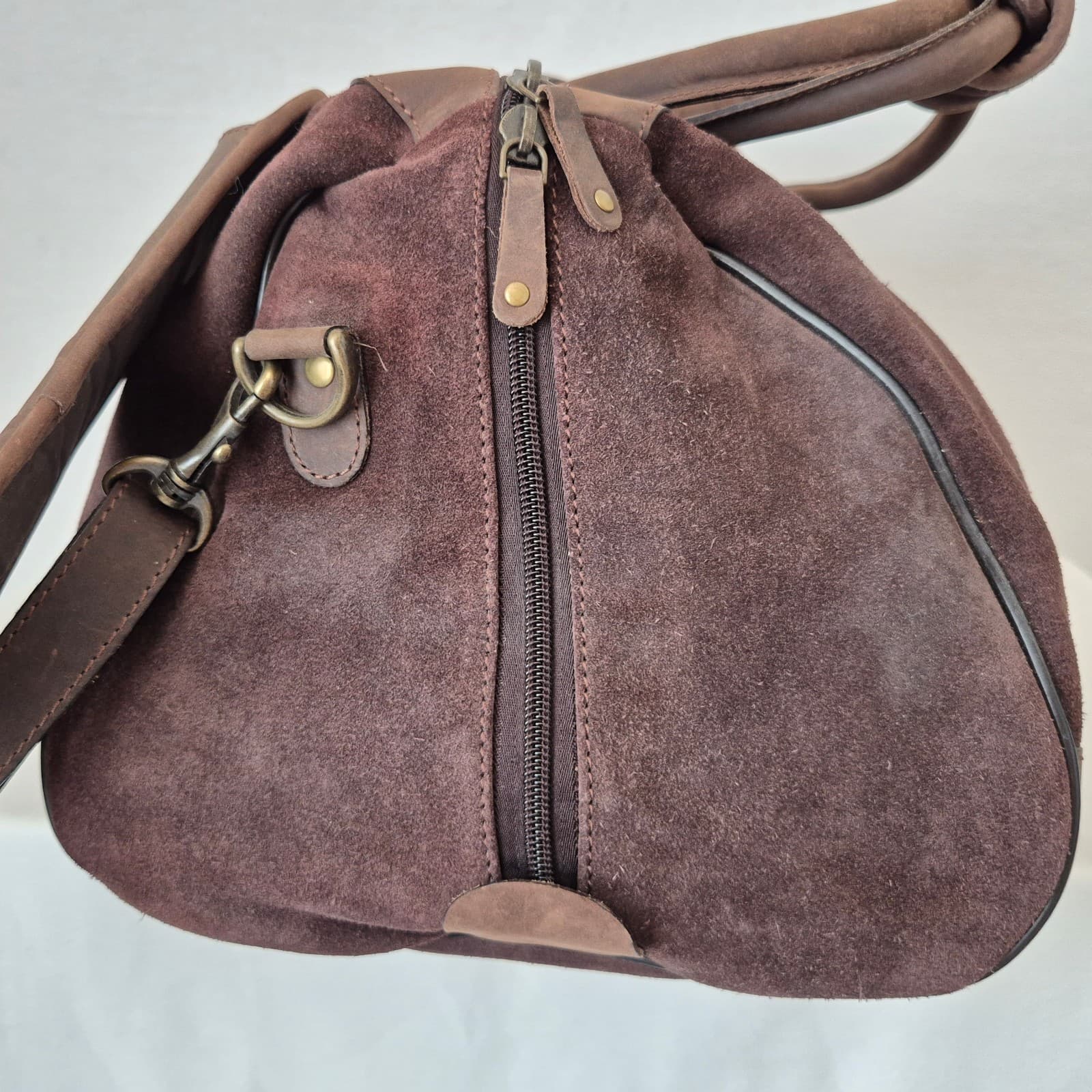 Australian Bag Outfitters Brown Suede Leather Travel Carry-On Weekend Duffle Bag - Thumbnail 6