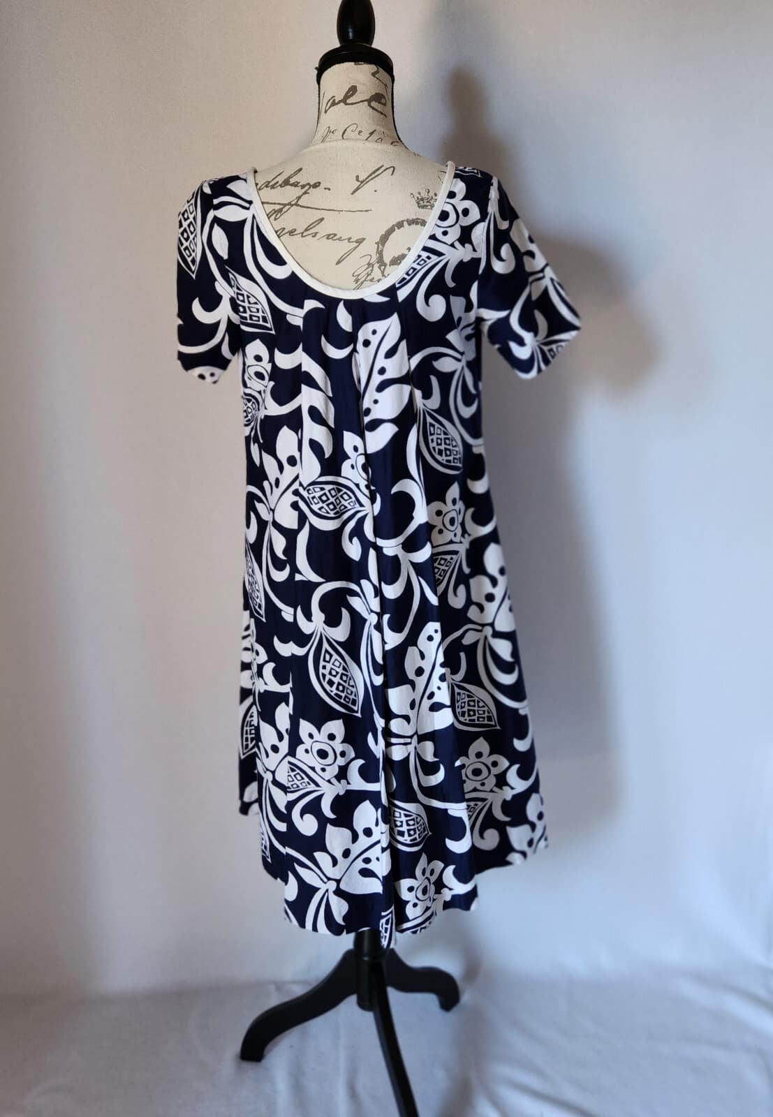 Vintage Mildred's Of Hawaii Floral Dress Short Sleeve Pocket Blue White Sz.S - Thumbnail 4
