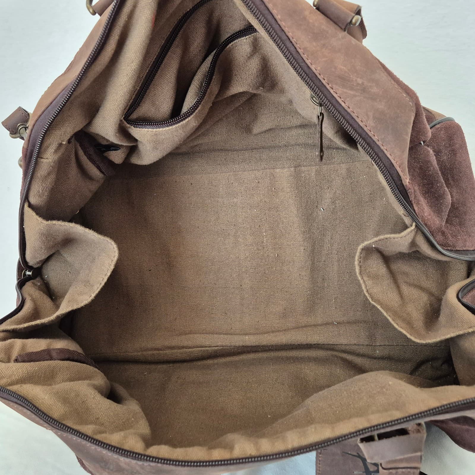 Australian Bag Outfitters Brown Suede Leather Travel Carry-On Weekend Duffle Bag - Thumbnail 11