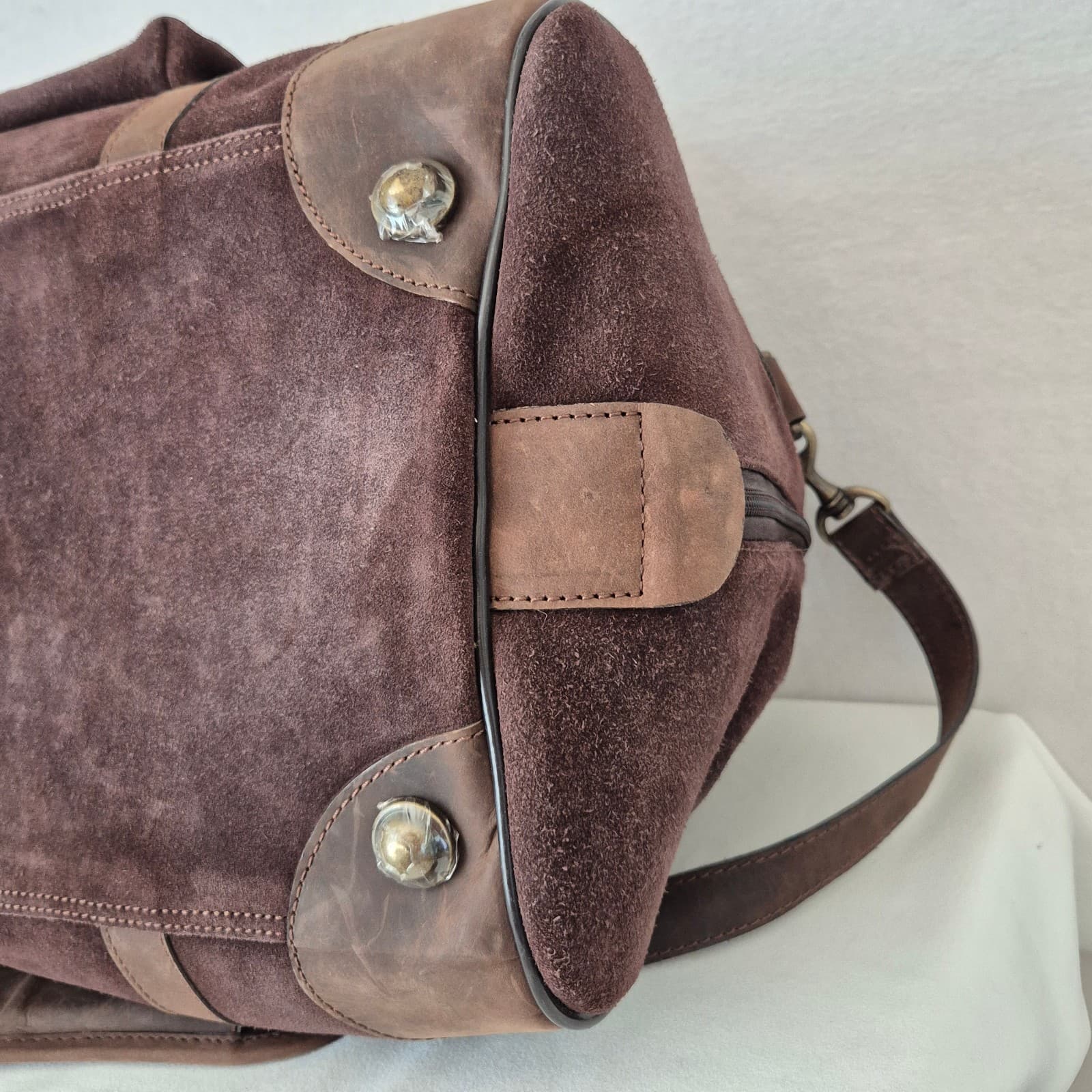 Australian Bag Outfitters Brown Suede Leather Travel Carry-On Weekend Duffle Bag - Thumbnail 10
