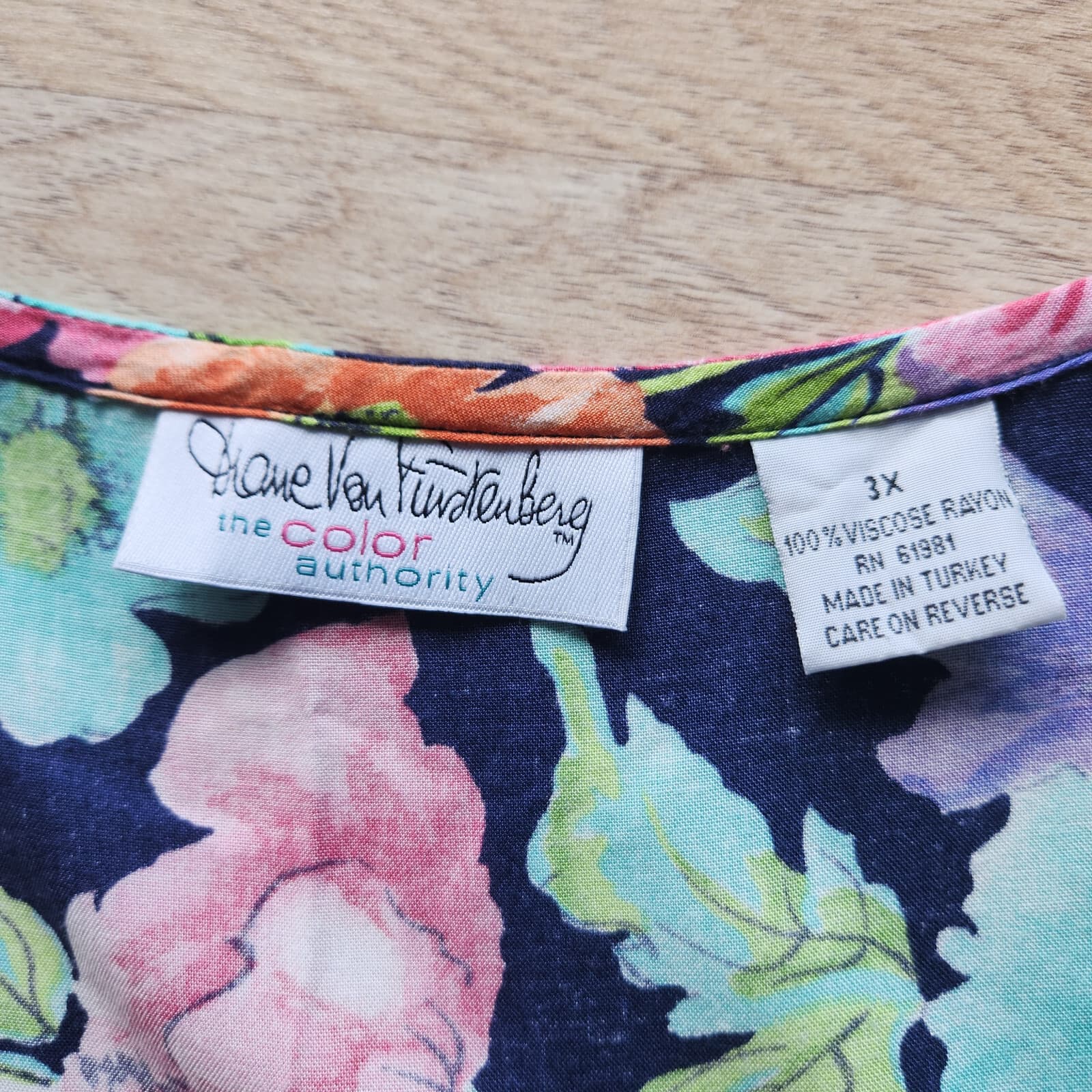 Vintage Diane Von Furstenberg Color Authority Floral Maxi Dress Tie- Back Sz.3X - Thumbnail 13