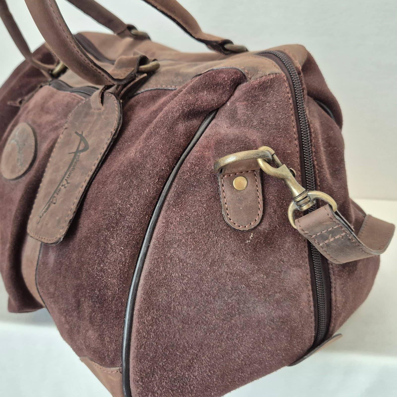 Australian Bag Outfitters Brown Suede Leather Travel Carry-On Weekend Duffle Bag - Thumbnail 7