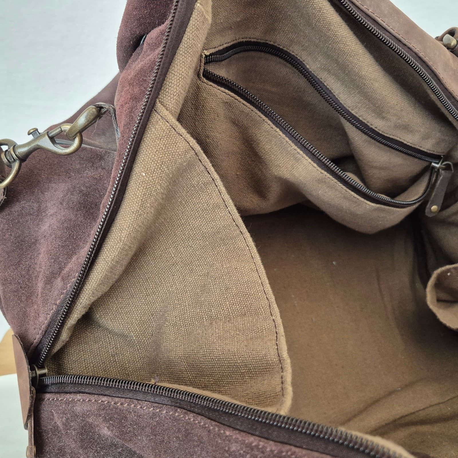 Australian Bag Outfitters Brown Suede Leather Travel Carry-On Weekend Duffle Bag - Thumbnail 12