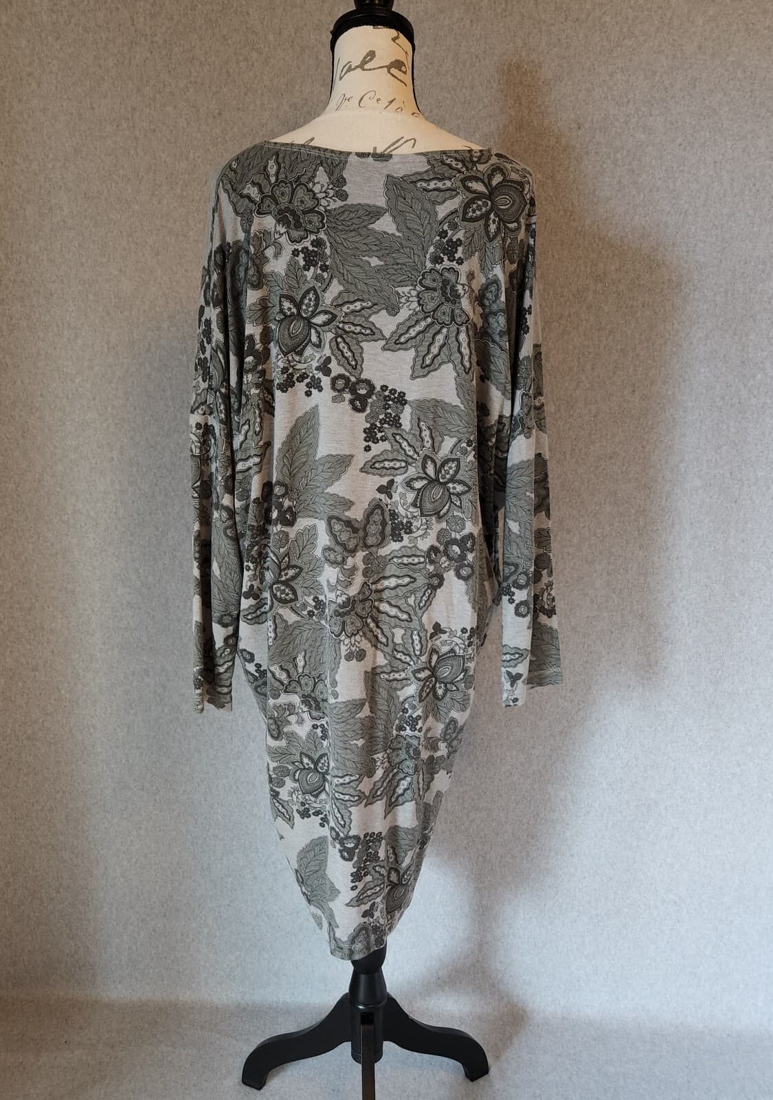 Bryn Walker Alanna Floral Terry Knit Dress Drop Shoulder Sleeve Grey Women S USA - Thumbnail 5