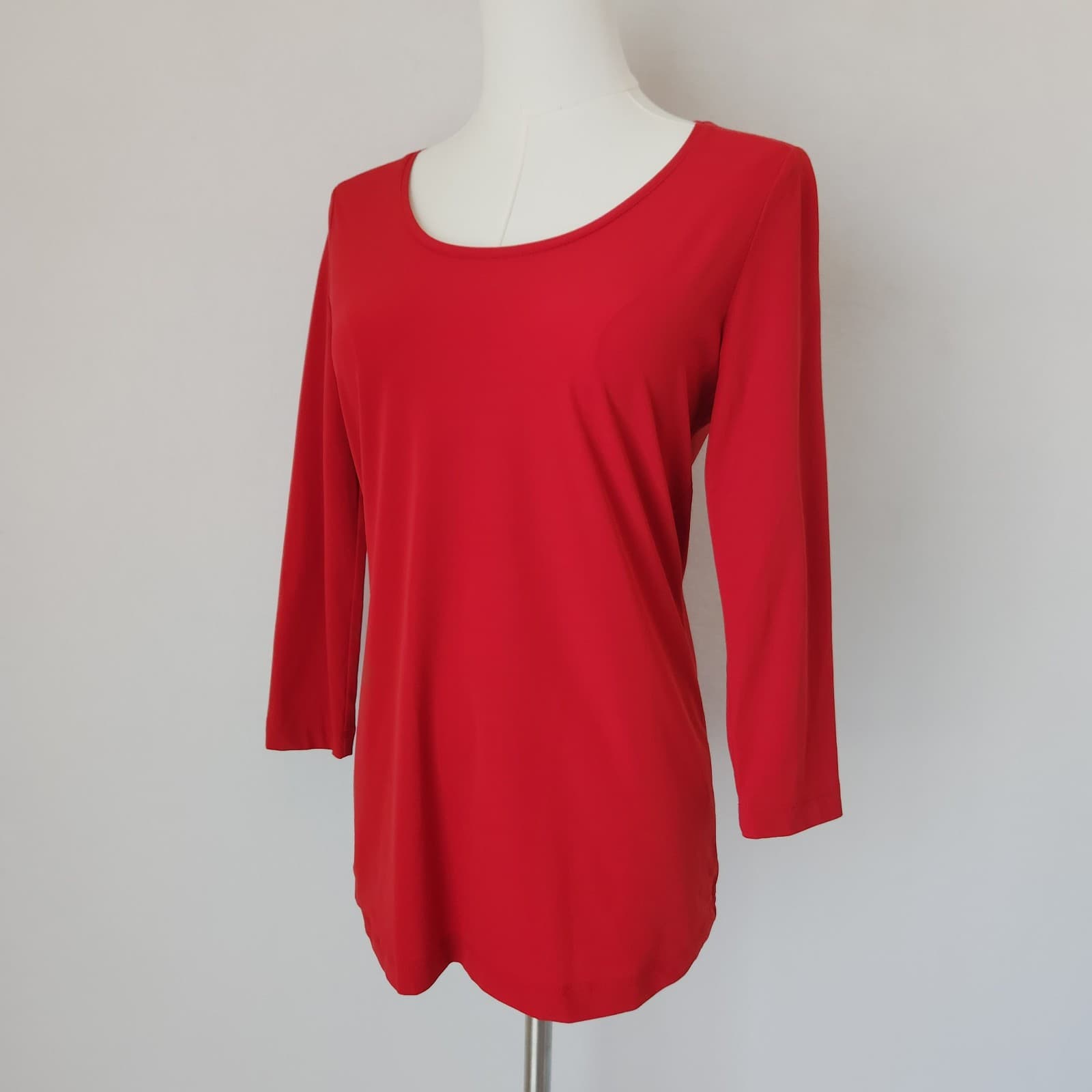 Marlenedam Italy Jersey T-Shirt 3/4 Sleeve Scoop Neck Red Made in Japan Sz.42