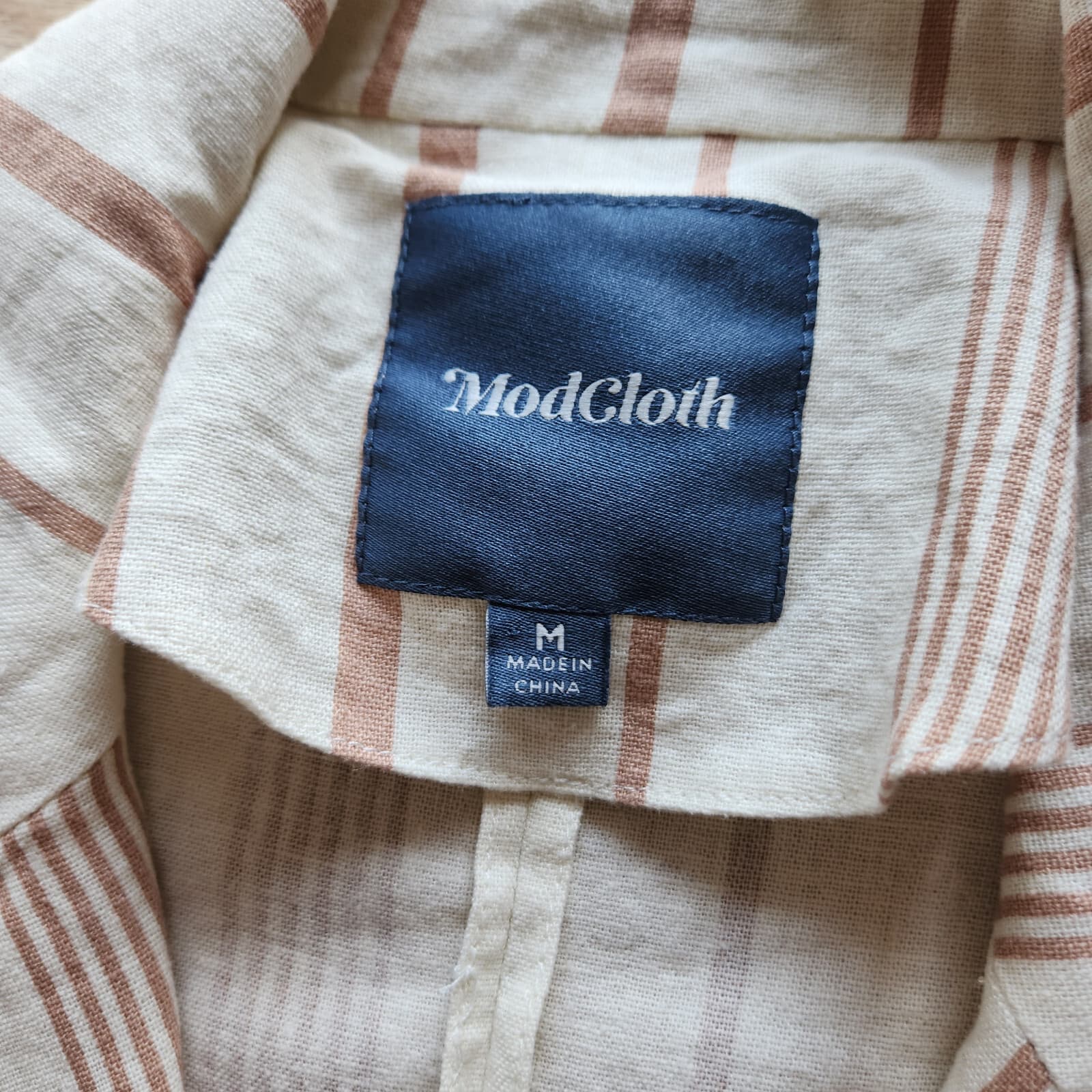 Modcloth New Opportunity 2 Piece Linen-Blend Blazer Pants Set Stripe Beige M-12 - Thumbnail 10
