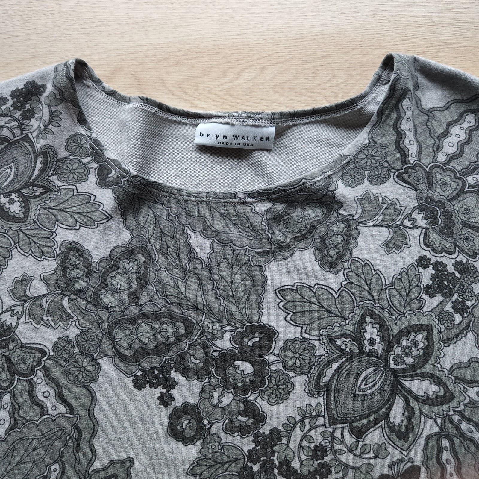 Bryn Walker Alanna Floral Terry Knit Dress Drop Shoulder Sleeve Grey Women S USA - Thumbnail 10
