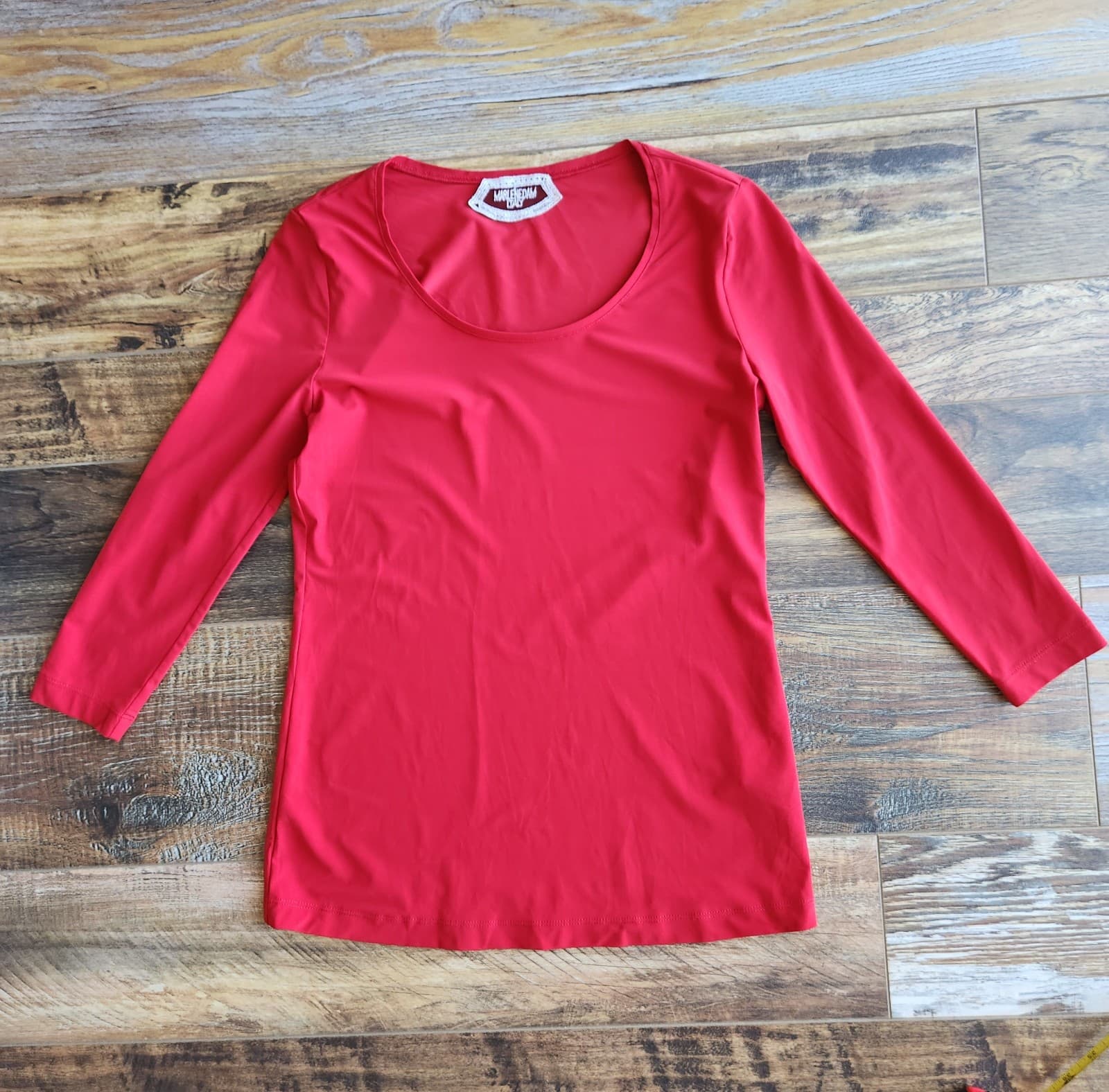 Marlenedam Italy Jersey T-Shirt 3/4 Sleeve Scoop Neck Red Made in Japan Sz.42 - Thumbnail 4
