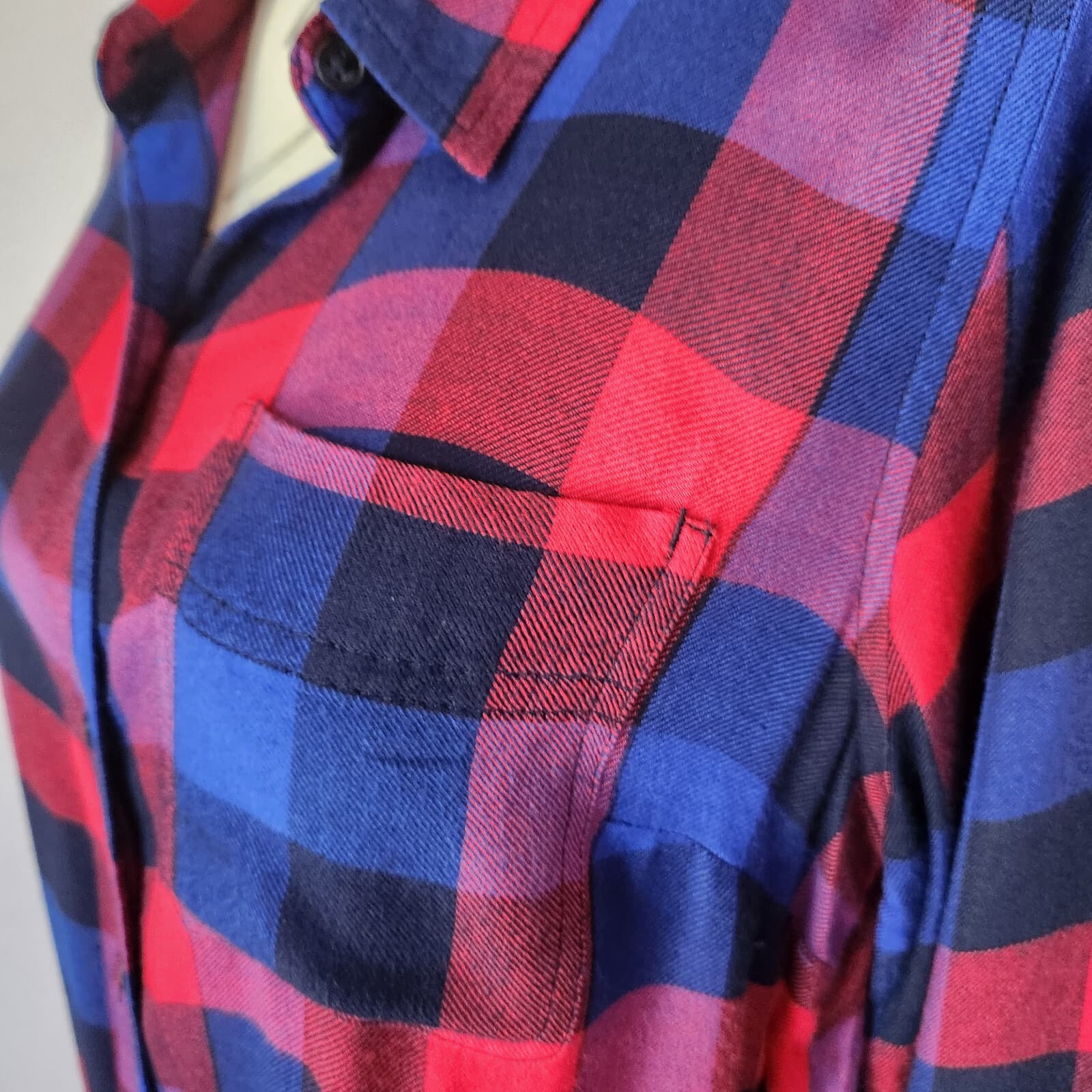 Lucky Brand Flannel Plaid Button-Up Shirt Back Split-Button Red Blue Women's M - Thumbnail 4