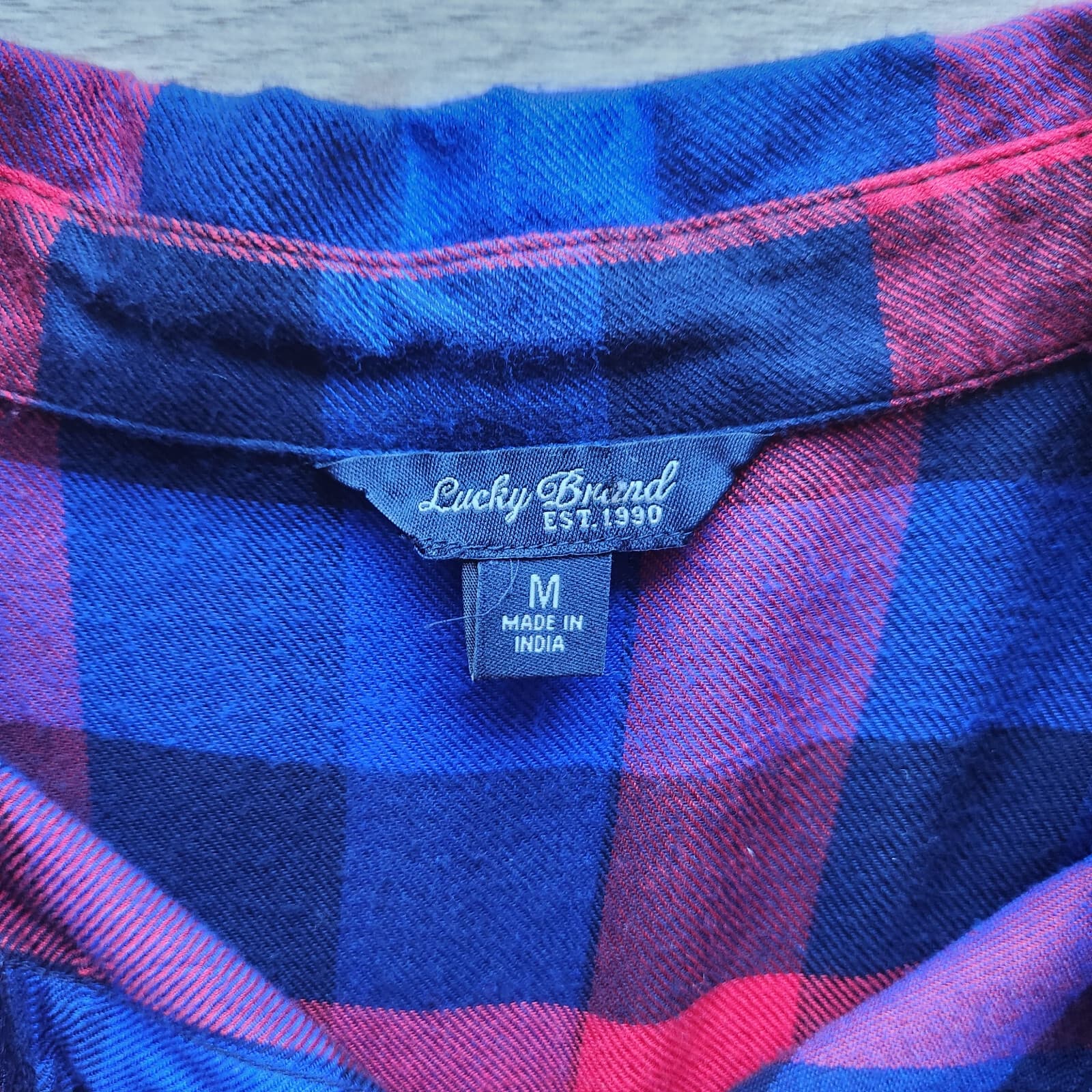 Lucky Brand Flannel Plaid Button-Up Shirt Back Split-Button Red Blue Women's M - Thumbnail 6