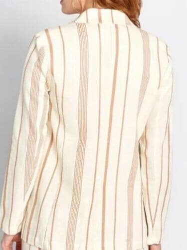 Modcloth New Opportunity 2 Piece Linen-Blend Blazer Pants Set Stripe Beige M-12 - Thumbnail 6