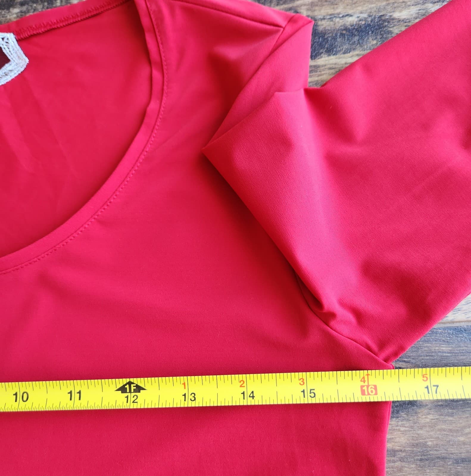 Marlenedam Italy Jersey T-Shirt 3/4 Sleeve Scoop Neck Red Made in Japan Sz.42 - Thumbnail 8