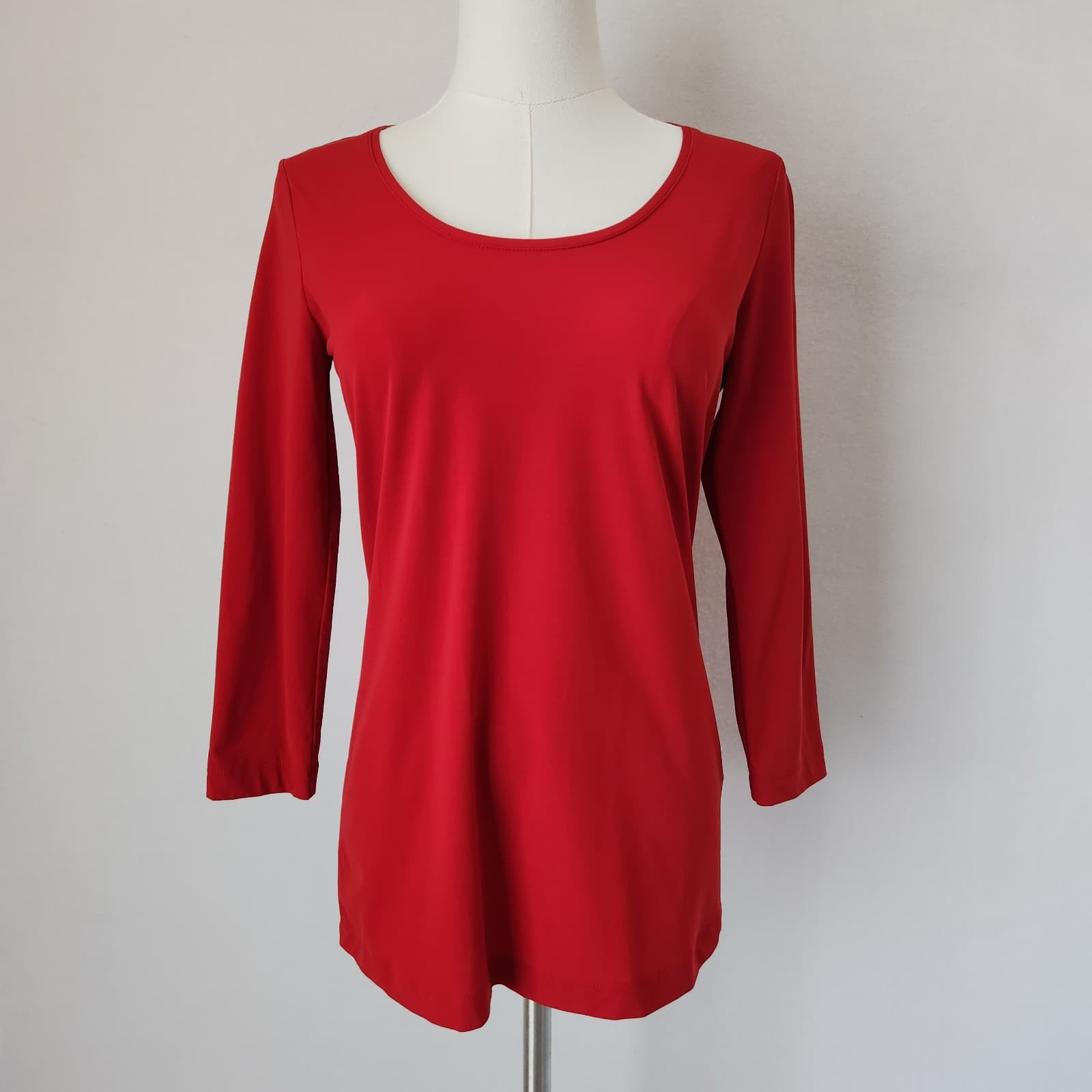 Marlenedam Italy Jersey T-Shirt 3/4 Sleeve Scoop Neck Red Made in Japan Sz.42 - Thumbnail 2
