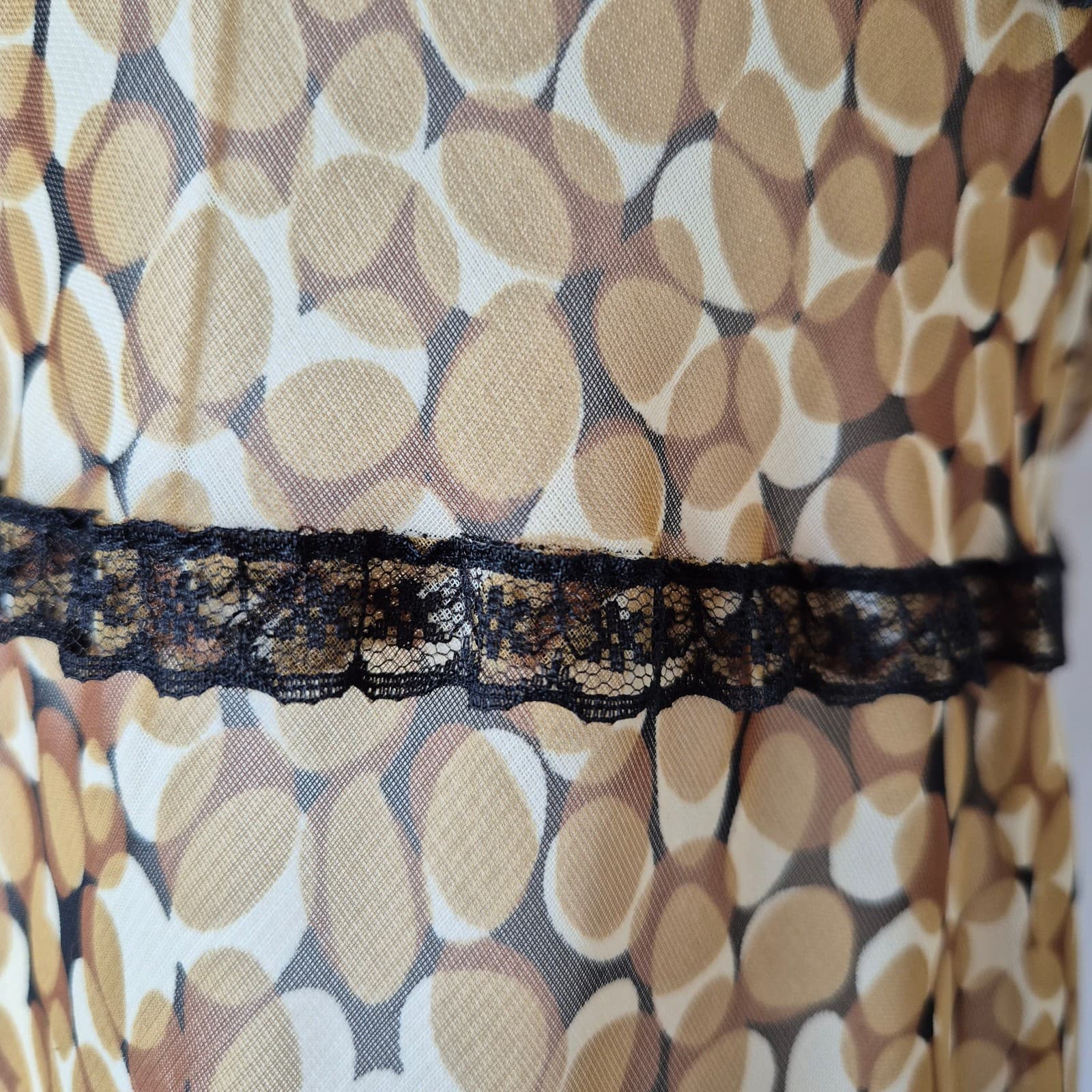 Vintage Y2K Meghan Matthews Sheer Chiffon Lace Trim Midi Dress Sleeveless Sz.10 - Thumbnail 5