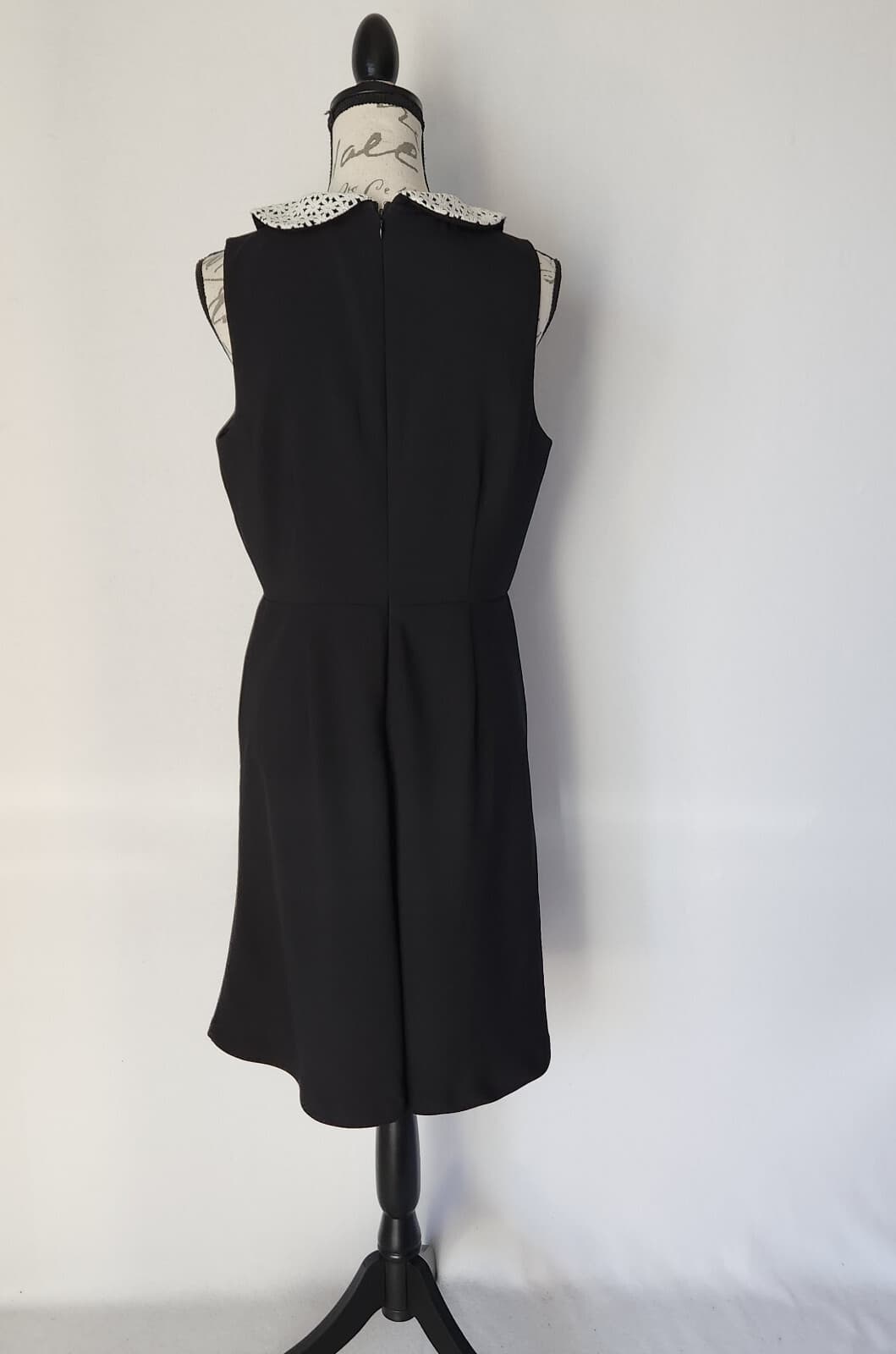 ModCloth Peter Pan Lace Collar Bouffant Dress Sleeveless Stretch Black Sz.10 - Thumbnail 6