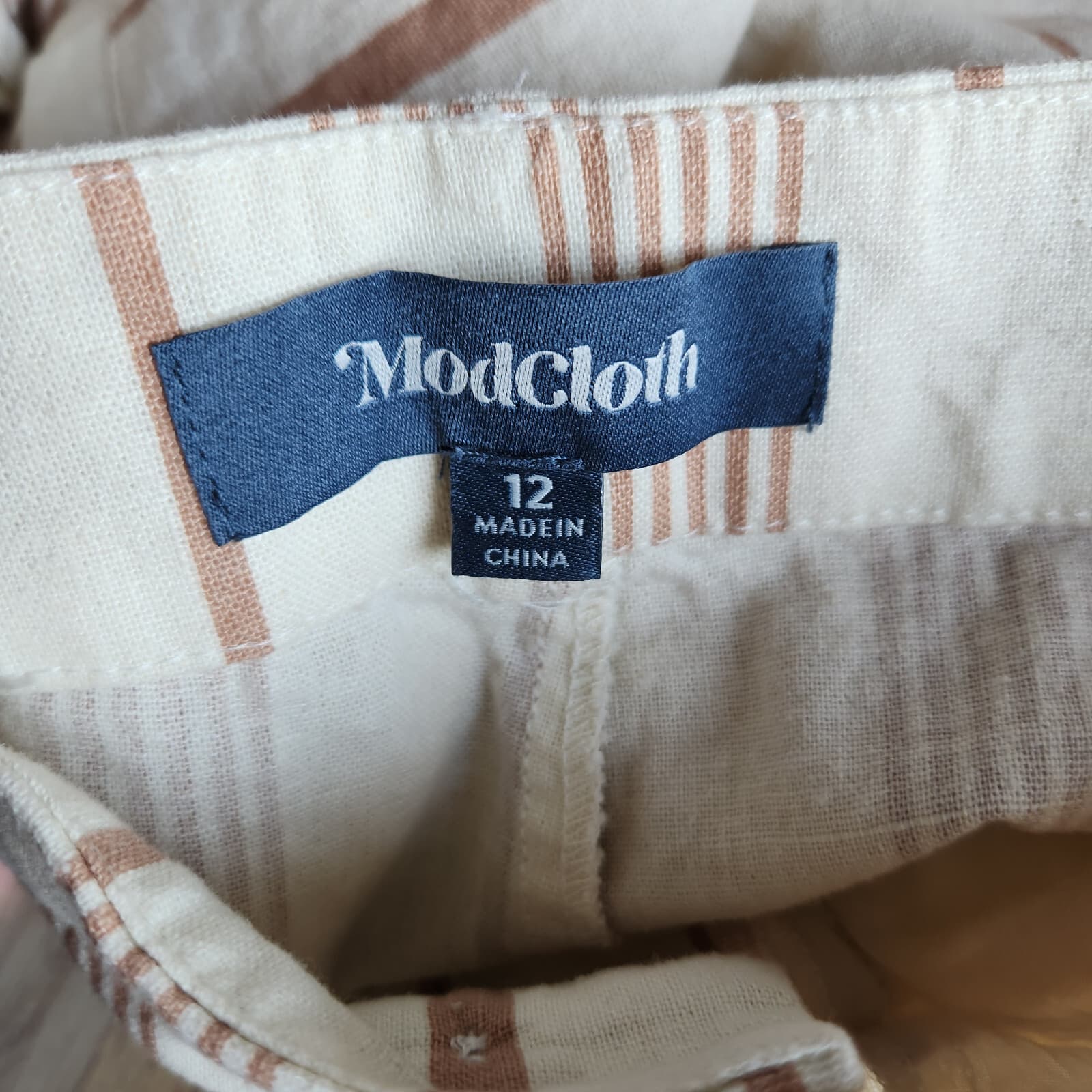 Modcloth New Opportunity 2 Piece Linen-Blend Blazer Pants Set Stripe Beige M-12 - Thumbnail 11