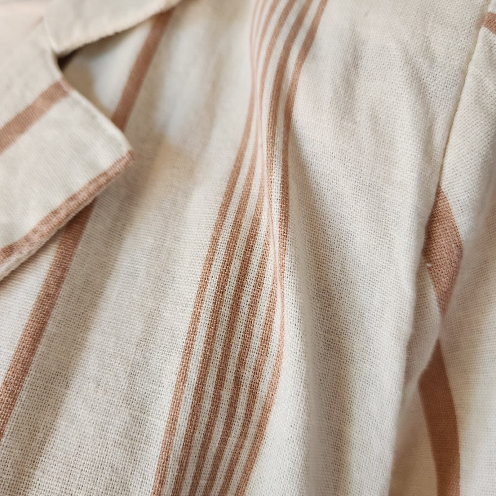 Modcloth New Opportunity 2 Piece Linen-Blend Blazer Pants Set Stripe Beige M-12 - Thumbnail 8