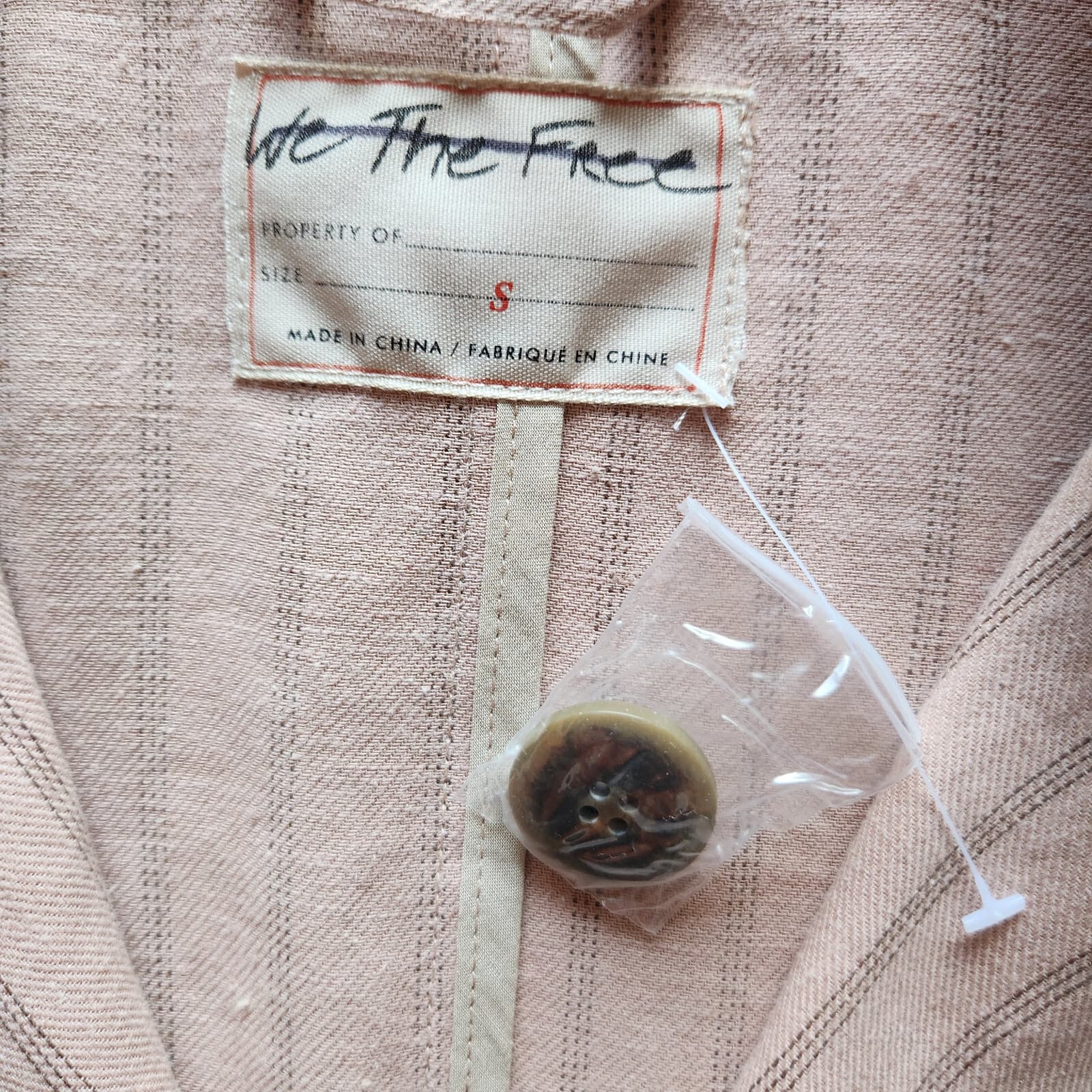 NWoT We The Free Linen Blend Slouchy Vida Blazer Button Strip Dusty Mauve Sz.S - Thumbnail 8