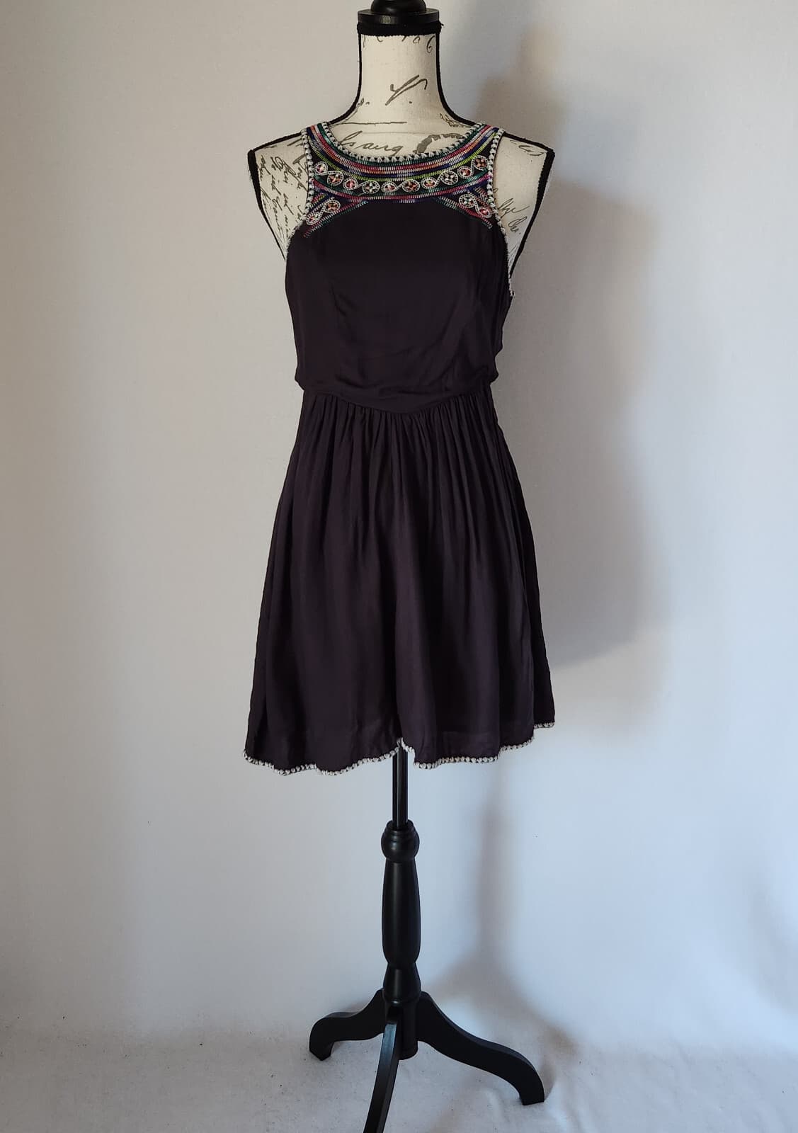 Billabong Sol Shining Embroidered Cut-Out Mini Dress Sleeveless Black Women's M - Thumbnail 4
