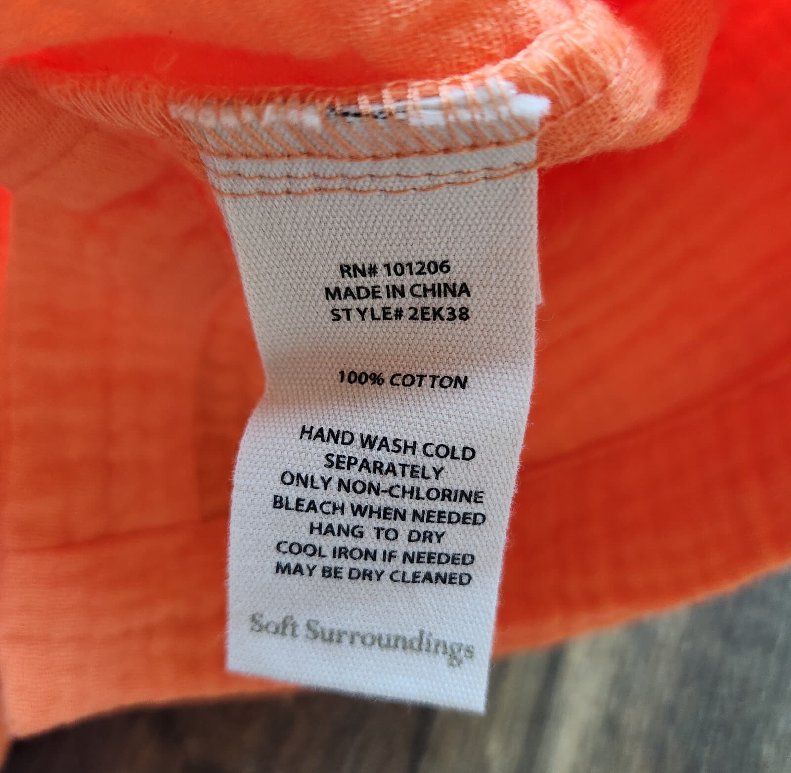 NWoT Soft Surroundings Araze Gauze Popover Top 3/4 Sleeve Pocket Cotton Orange L - Thumbnail 11