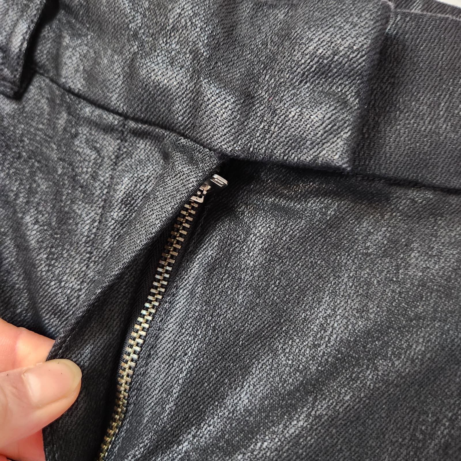 American Eagle Stretch High-Waist Wide-Leg Coated Black Trouser Jean 4 Short - Thumbnail 5