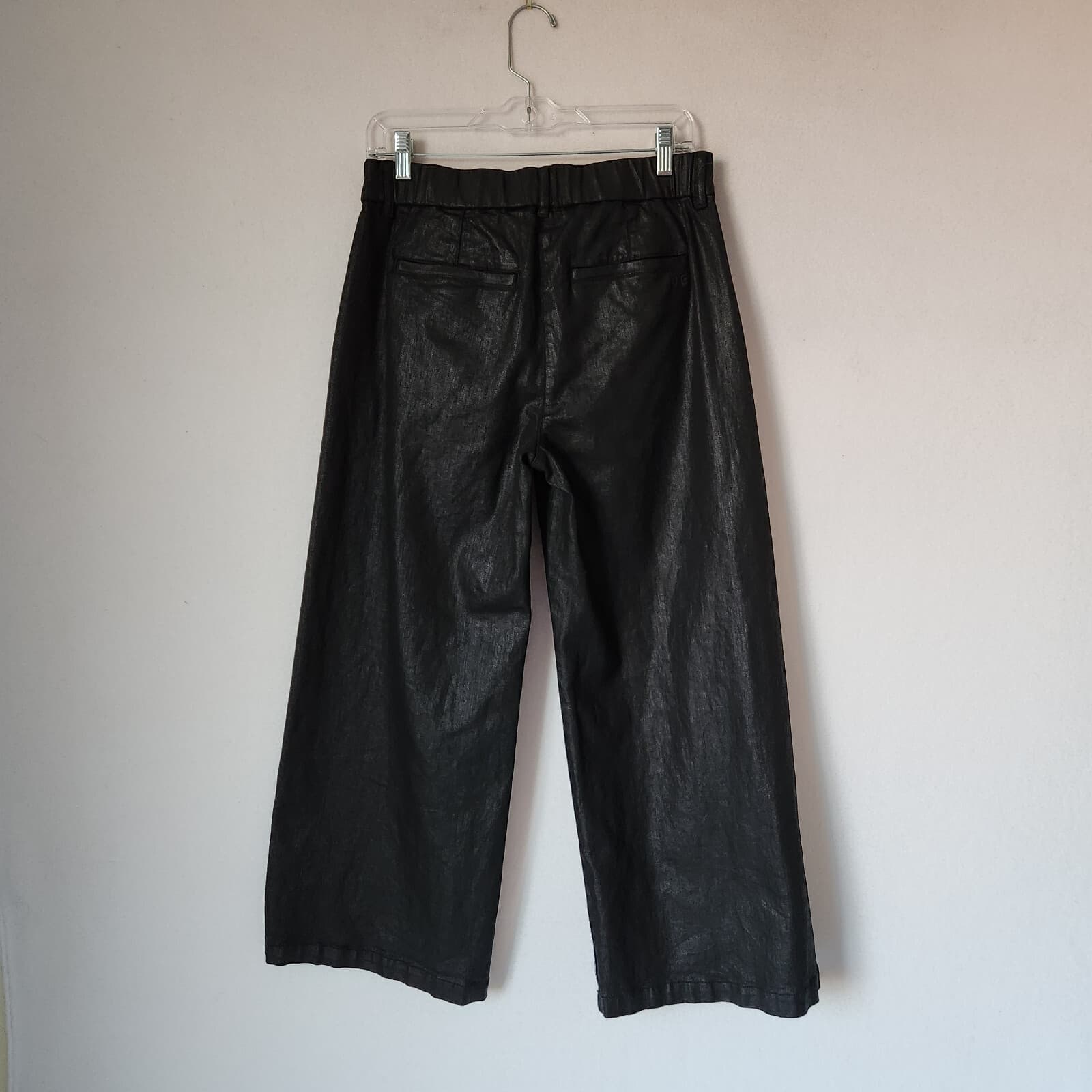 American Eagle Stretch High-Waist Wide-Leg Coated Black Trouser Jean 4 Short - Thumbnail 8
