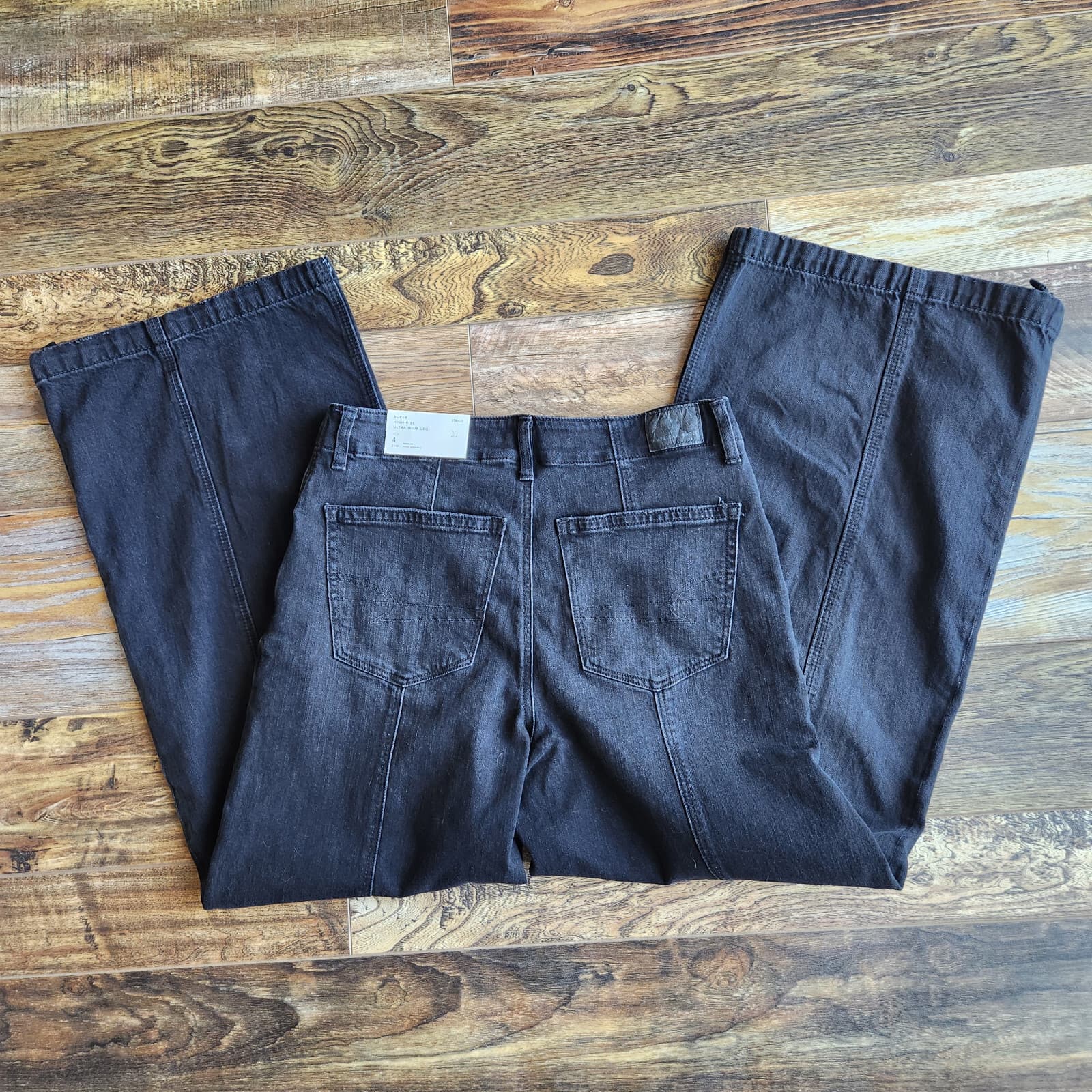 NWT American Eagle Strigid Super High-Rise Ultra Wide Leg Jeans Black Women 4/27 - Thumbnail 6
