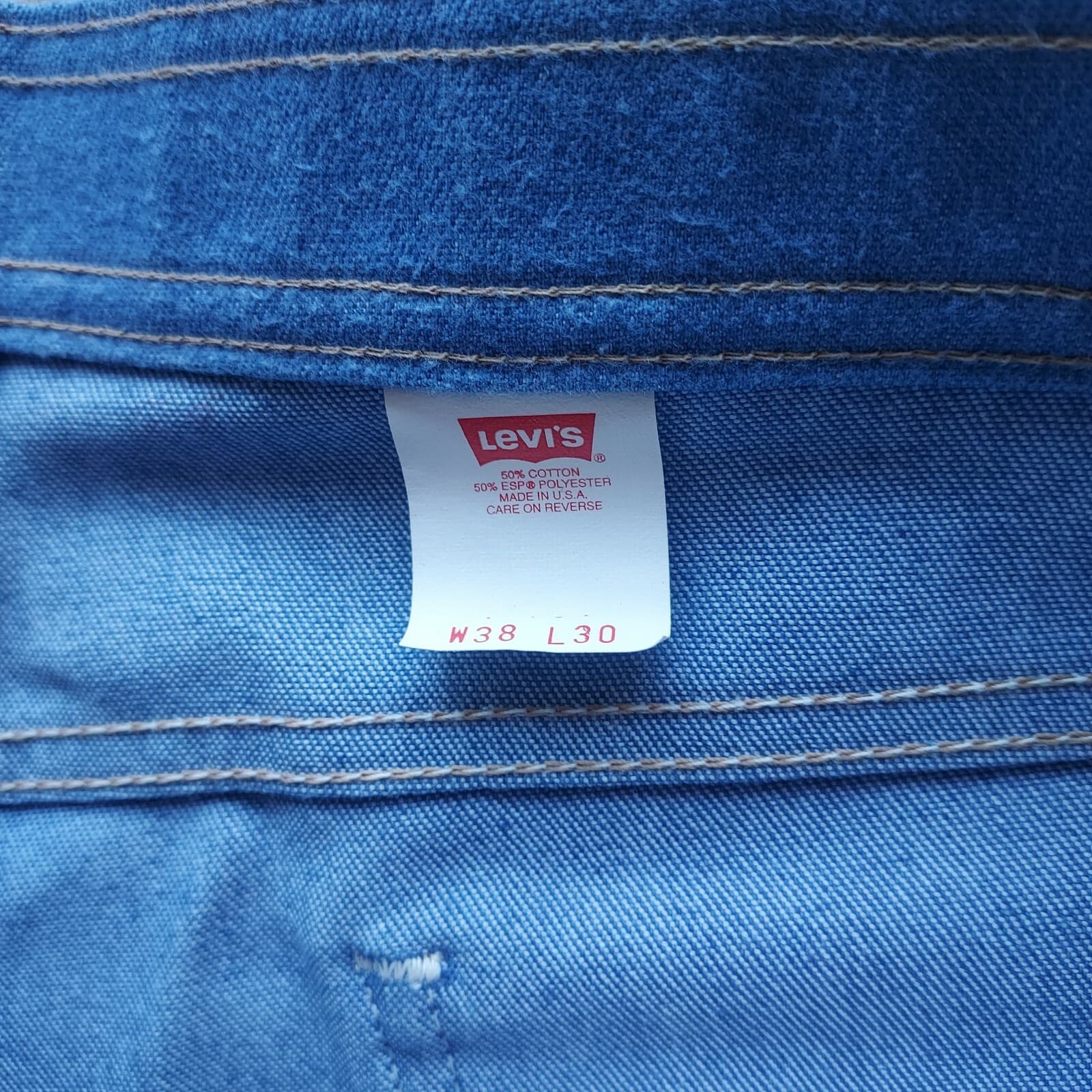 Vintage'90s Levi's Action Jeans Brown-Tap Straight Blue Men 38x30 Made in USA - Thumbnail 8