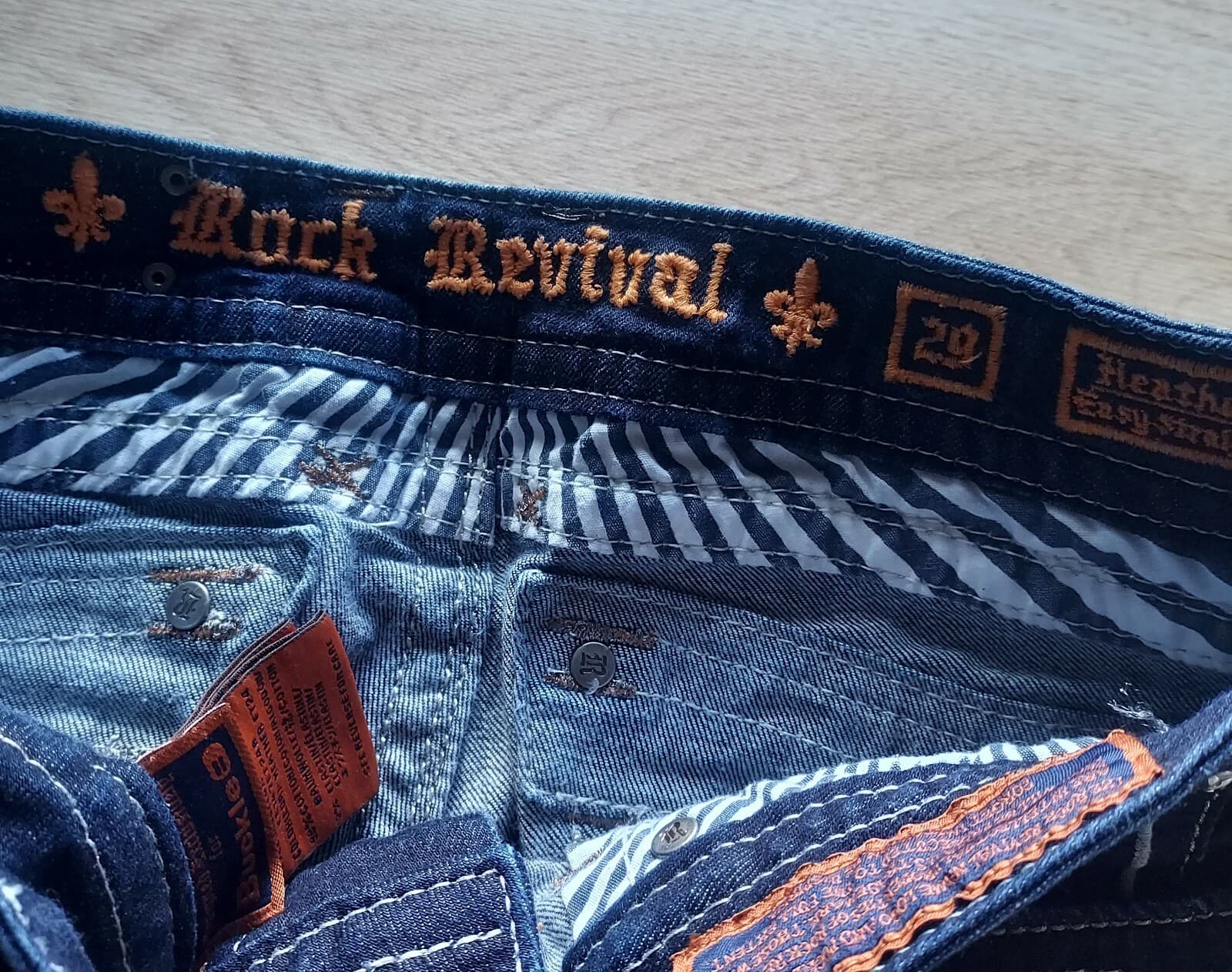 Rock Revival Heather Easy Straight Embellished Crop Jeans Raw Hem Blue Women 29 - Thumbnail 7