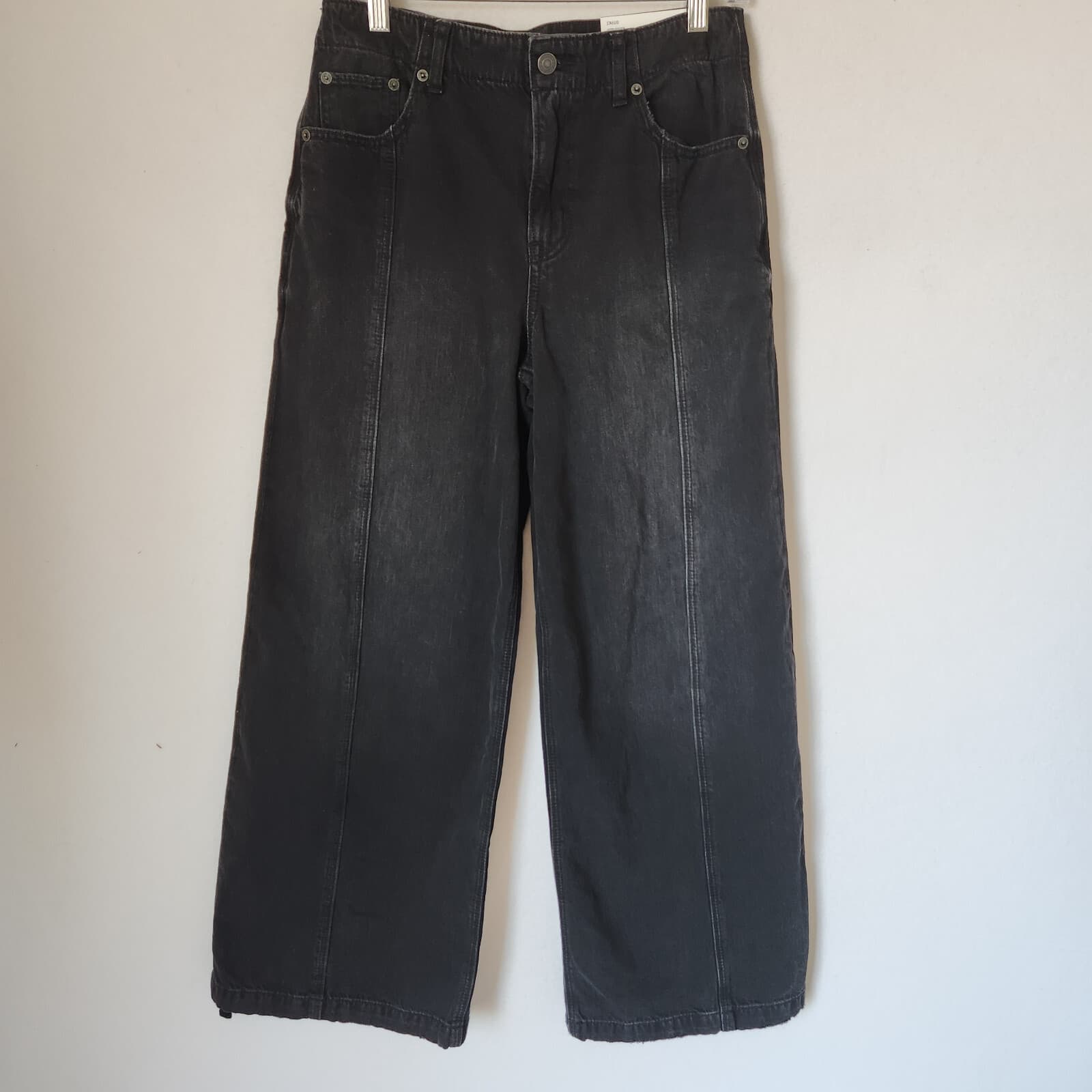 NWT American Eagle Strigid Super High-Rise Ultra Wide Leg Jeans Black Women 4/27 - Thumbnail 2