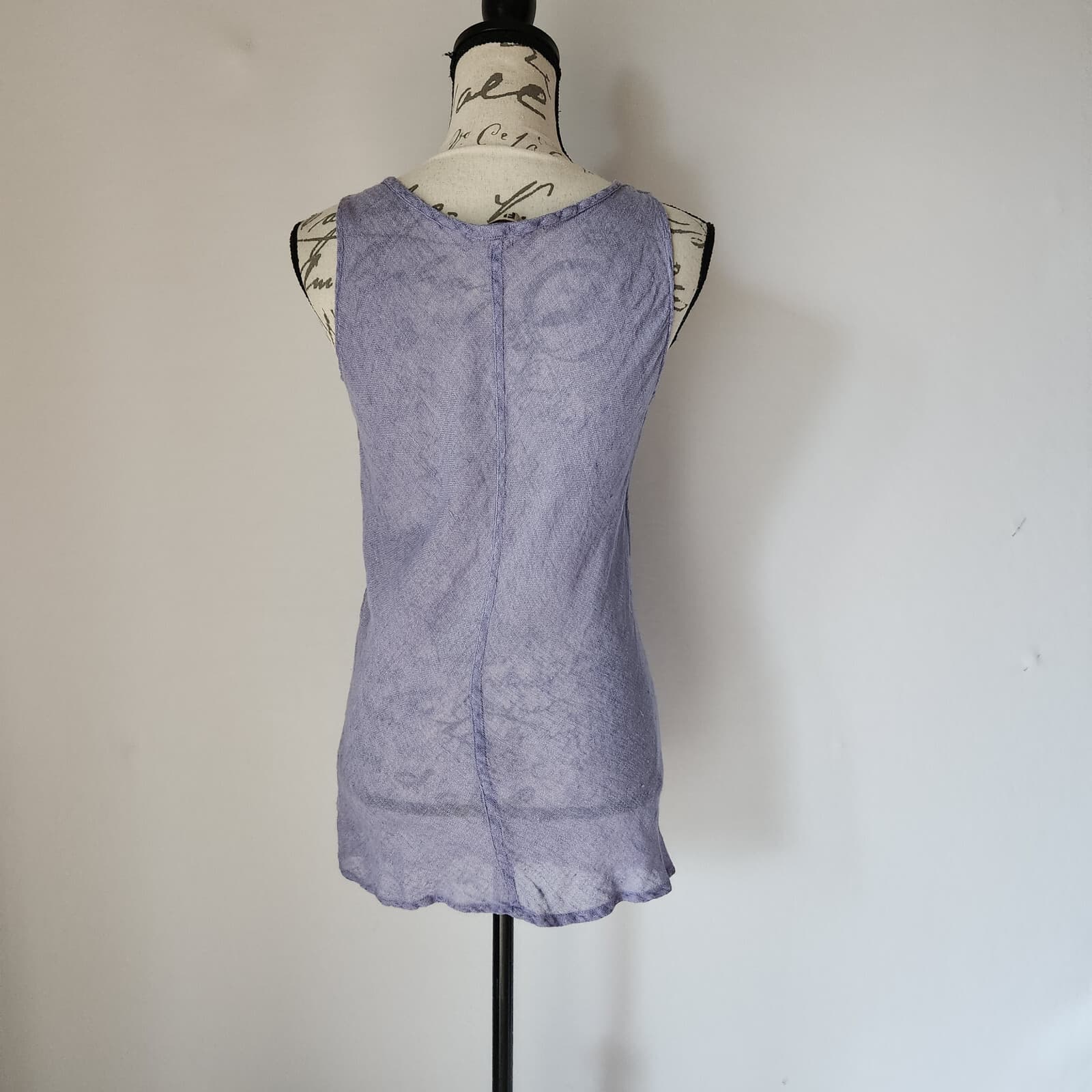 FLAX 100% Linen Tank Top Slim Fit Scoop-Neck Sleeveless Purple Women's P (S) - Thumbnail 4